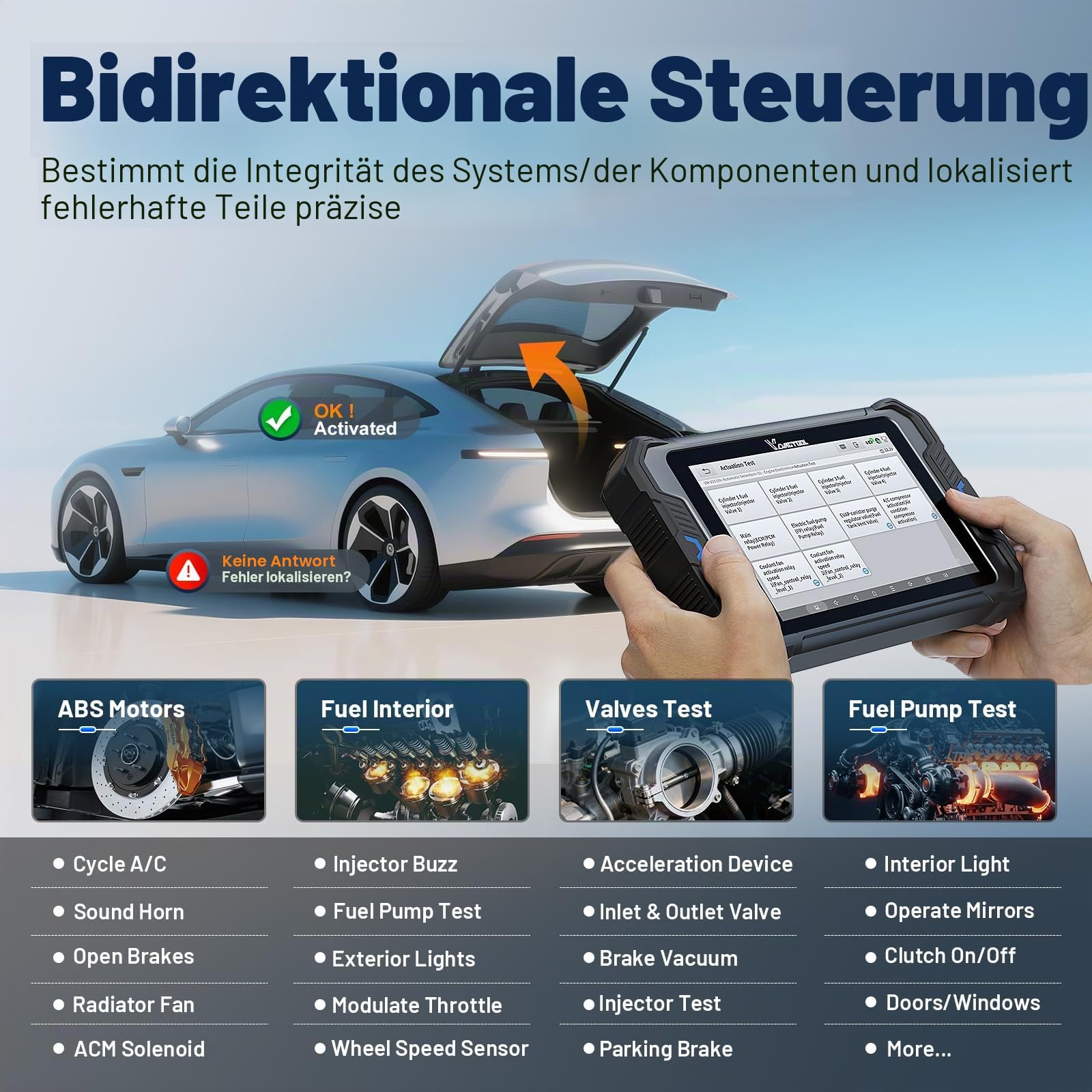 Diagnosegerät Auto VDIAGTOOL VD80 BT, OBD2 Diagnosegerät Topologie-Mapping mit 42 Rücksetzfunktionen, Alle Systeme, ECU-Codierung Diagnosegerät Kfz für All Fahrzeuge, DoIP/FCA AutoAuth, CAN FD
