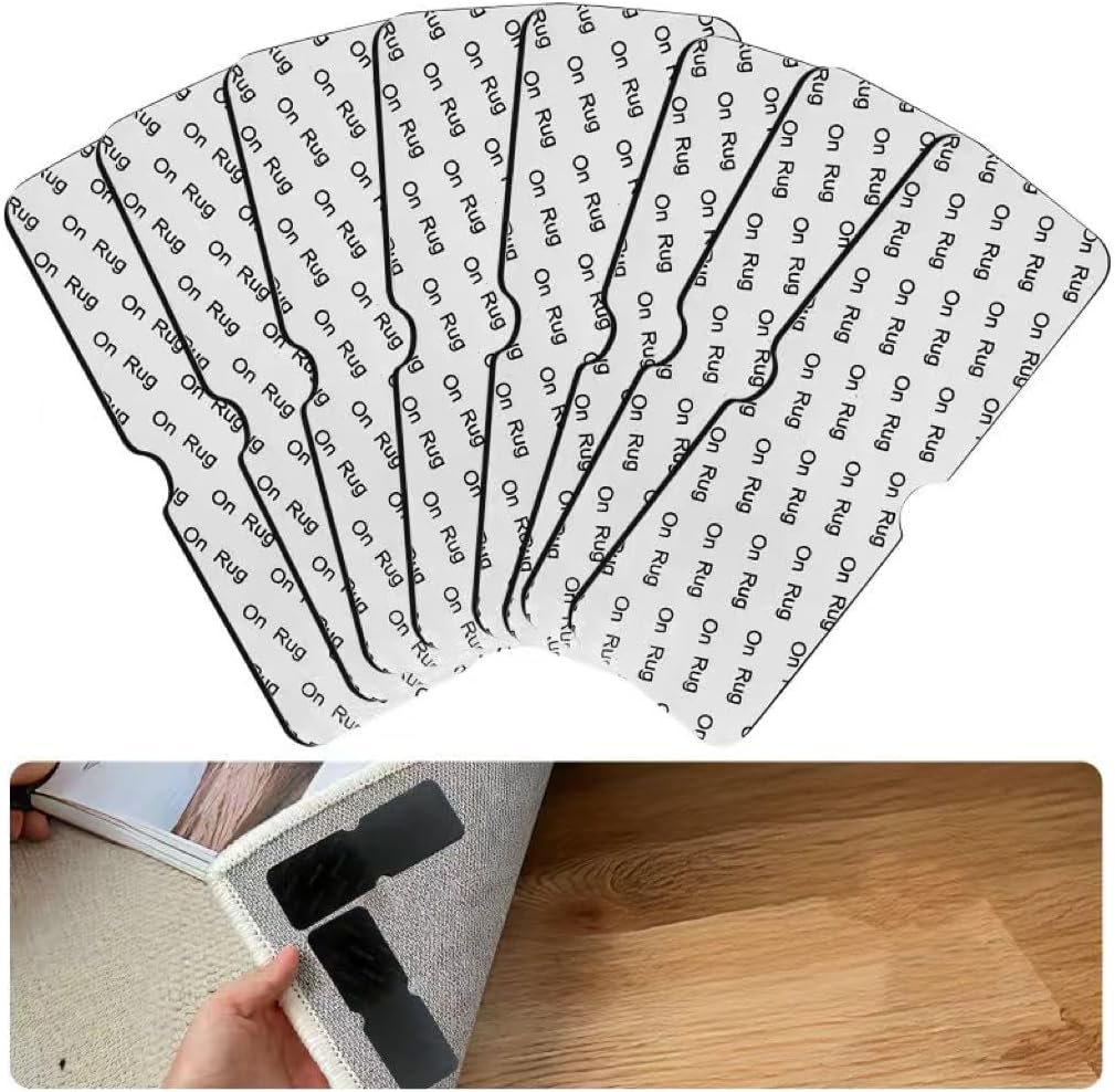 Reusable Carpet Grippers for Area Rugs, Non-Slip Rug Grips for Hardwood Floors, Washable Anti-Curl Rug Corner Grippers, Thin & Invisible, 16 Pack