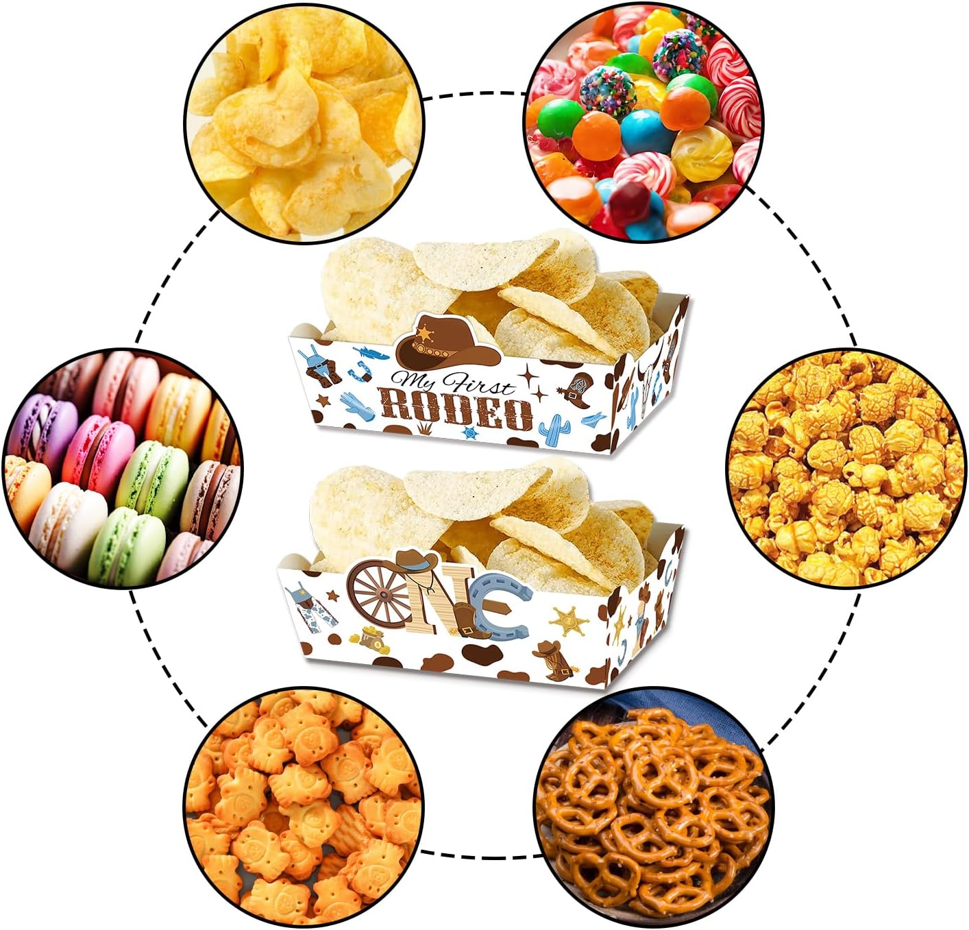 24 Pcs Western Theme Food Trays Cowboy 1st Birthday Party Decorations My First Rodeo Birthday Party Food Boats - Image 5