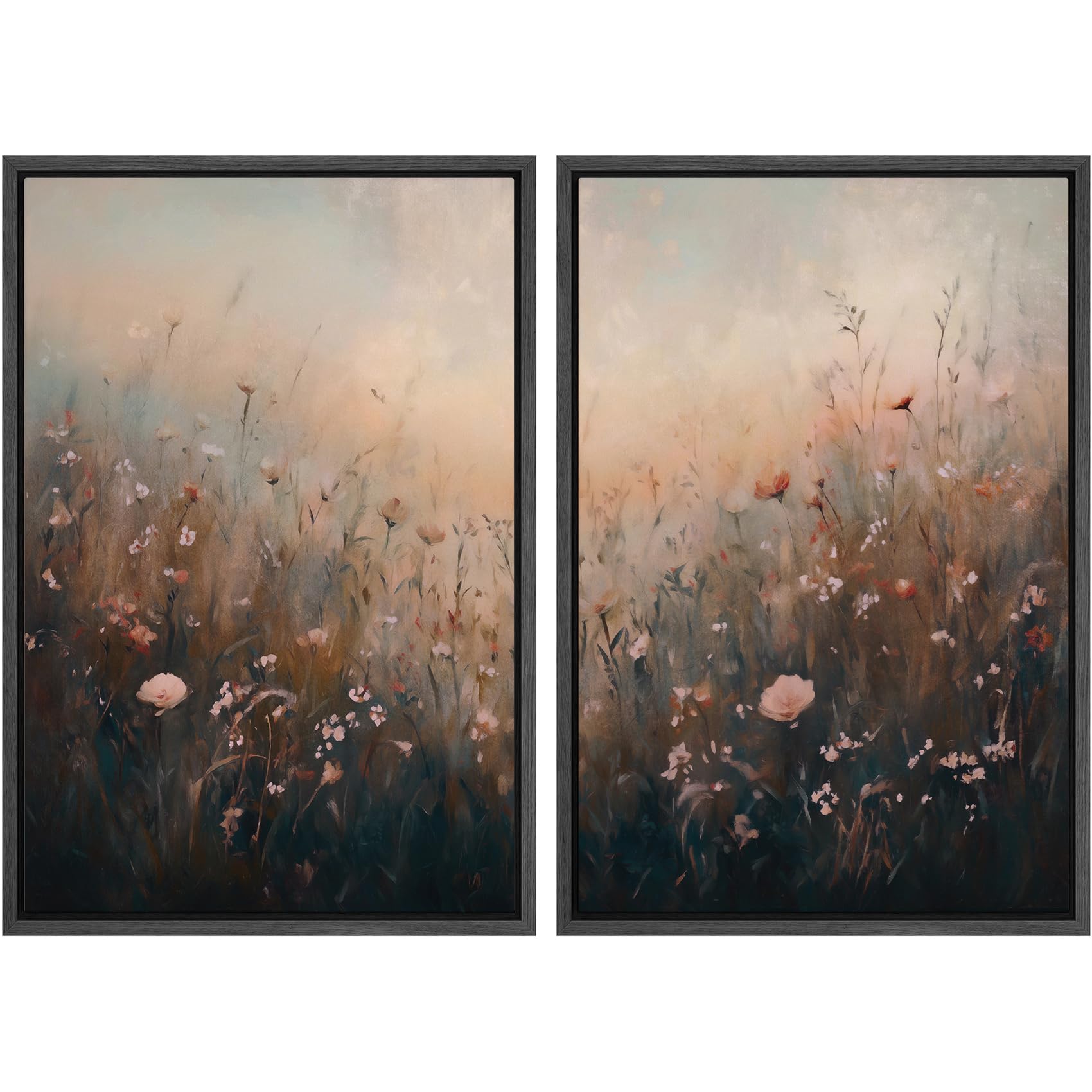 MUDECOR Framed Canvas Print Wall Art Monochromatic Gradient Abstract Minimalist Gray Illustrations Modern Art Decorative Bohemian Colorful Chic for Living Room, Bedroom, Office - 16"x24"x2 Black — view 117