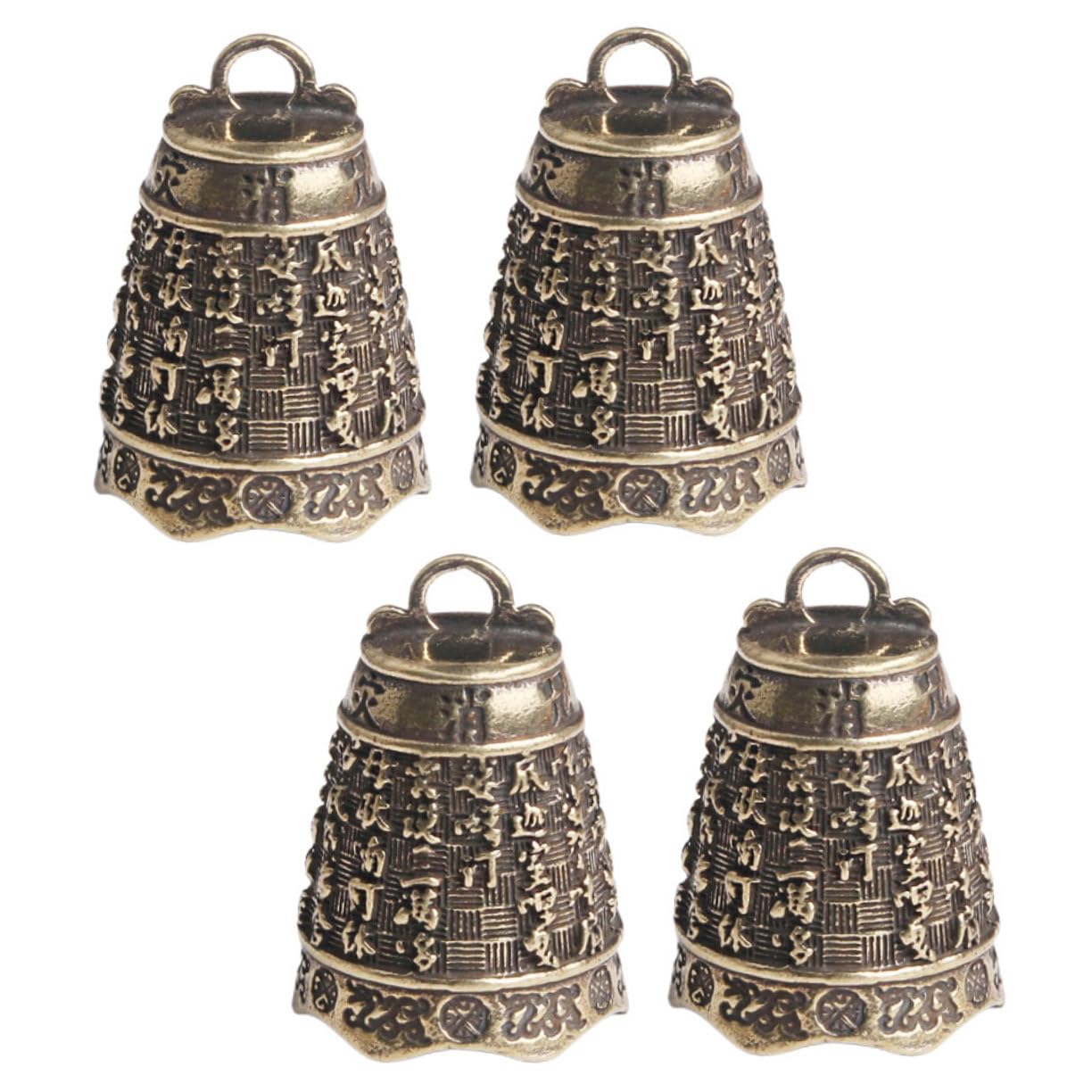 ARTIBETTER 4pcs Retro Decorative Bells Brass Vintage Bells DIY Pendants Keychain Pendants for Crafts