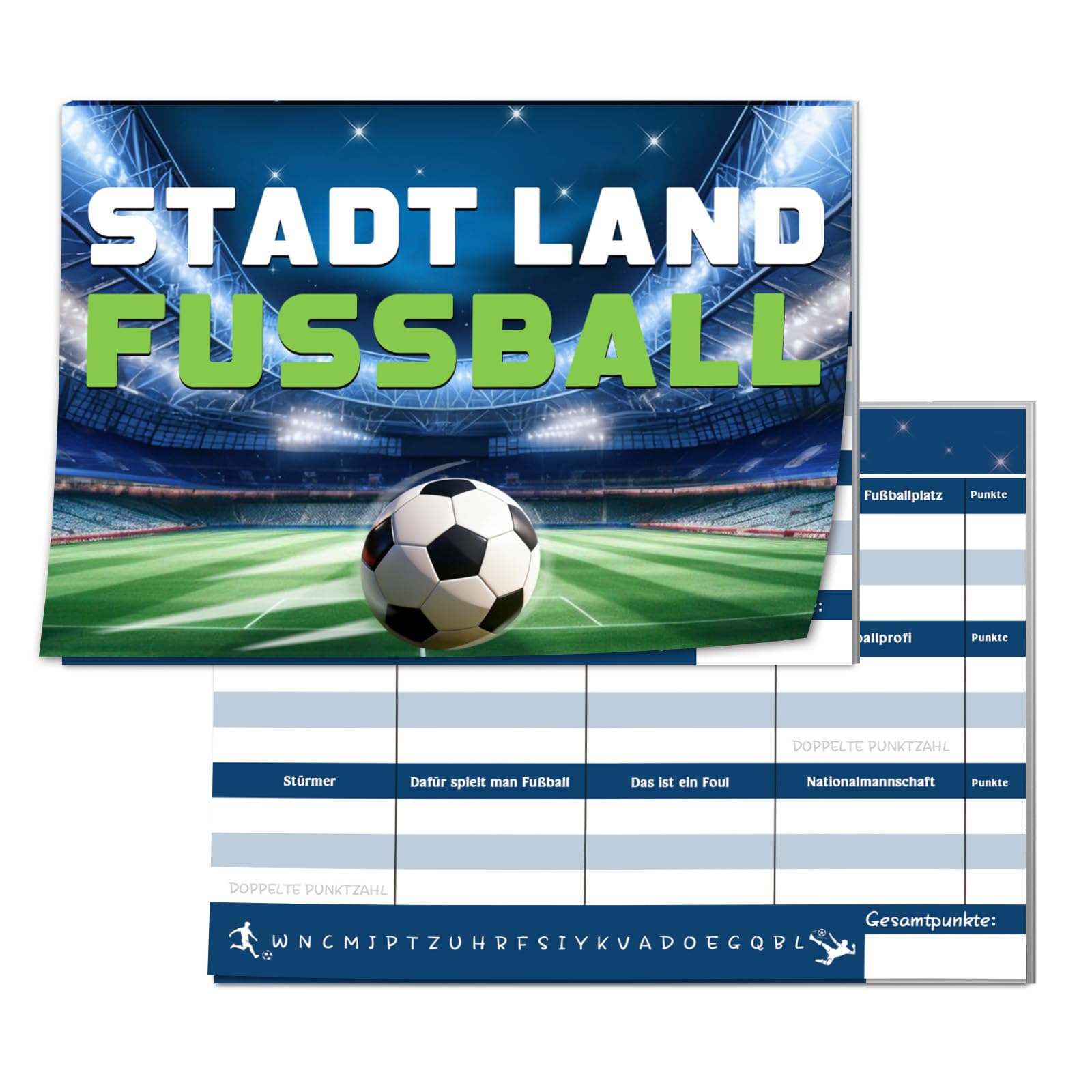 Stadt Land Fussball Spiele, Kleine Fussball Geschenke Junge ab 9 10 11 12 13 14 Jahre, Ostergeschenke, Ostern Kommunion Konfirmation Jugendweihe Firmung Geschenke, Fanartikel Geschenkideen Kartenspiel