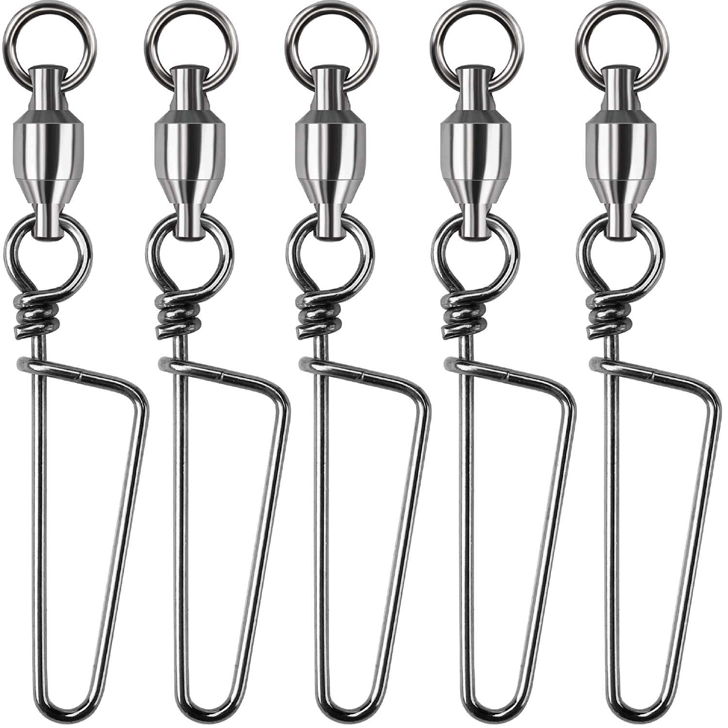Fishing Gear, Fishing Swivels with Coastlock Snap, High Strength Stainless Steel Fast Change Lures for Fishing Line Leader Baits Hooks Weights (Size 6, Test 200 Pound)