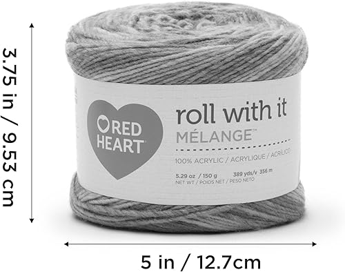 Miniatura 10 de Red Heart Roll with It Melange - Hilo de autógrafo de mezcla  Paquete de 3 unidades de 5.29 oz5.3 onzas  Acrílico  4 medianos (peinado)  389 yardas