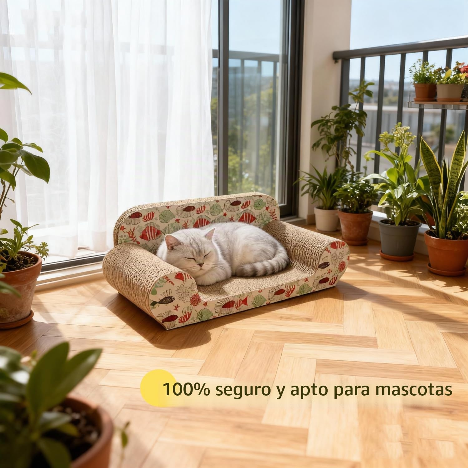 Nobleza - Rascador para Gatos, Cartón Ondulado Resistente, Doble Cara, Reciclable con Hierba Gatera, 54*26*20cm, Sofá Rascador para Gatos de Interior