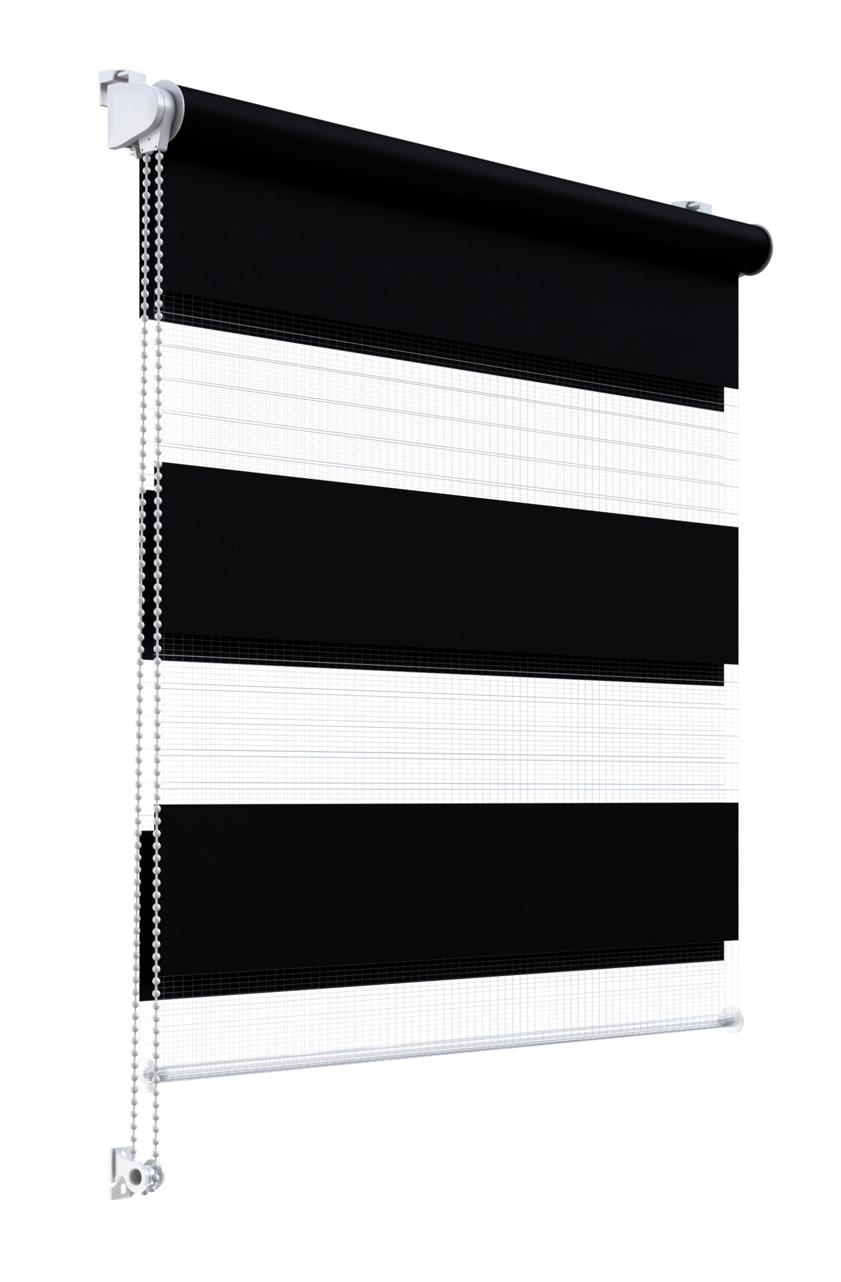 Stylo Rollos Tag Nacht – Fensterrollo – Ohne Bohren – Universeller Mechanismus – Einfache Montage – Rollos auf Schnur – Halbtransparent – Verdunkelnd – Innenrollos - 140x220 cm Schwarze