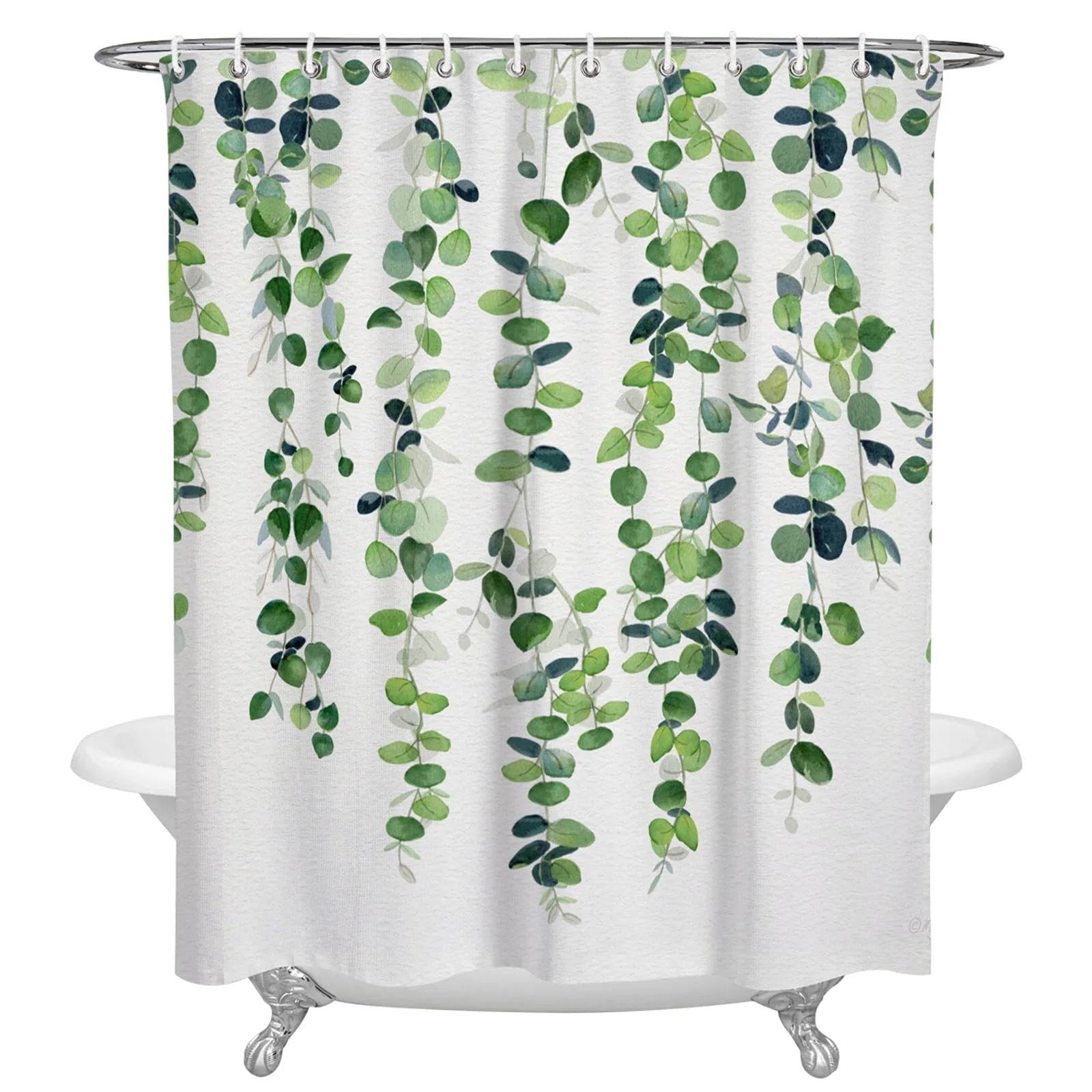 Guirlande d'eucalyptus Rideau de Douche imperméable Rideau de Salle de Bain Rideau en Tissu Polyester décoration de la Maison 300x180cm (118x71in)
