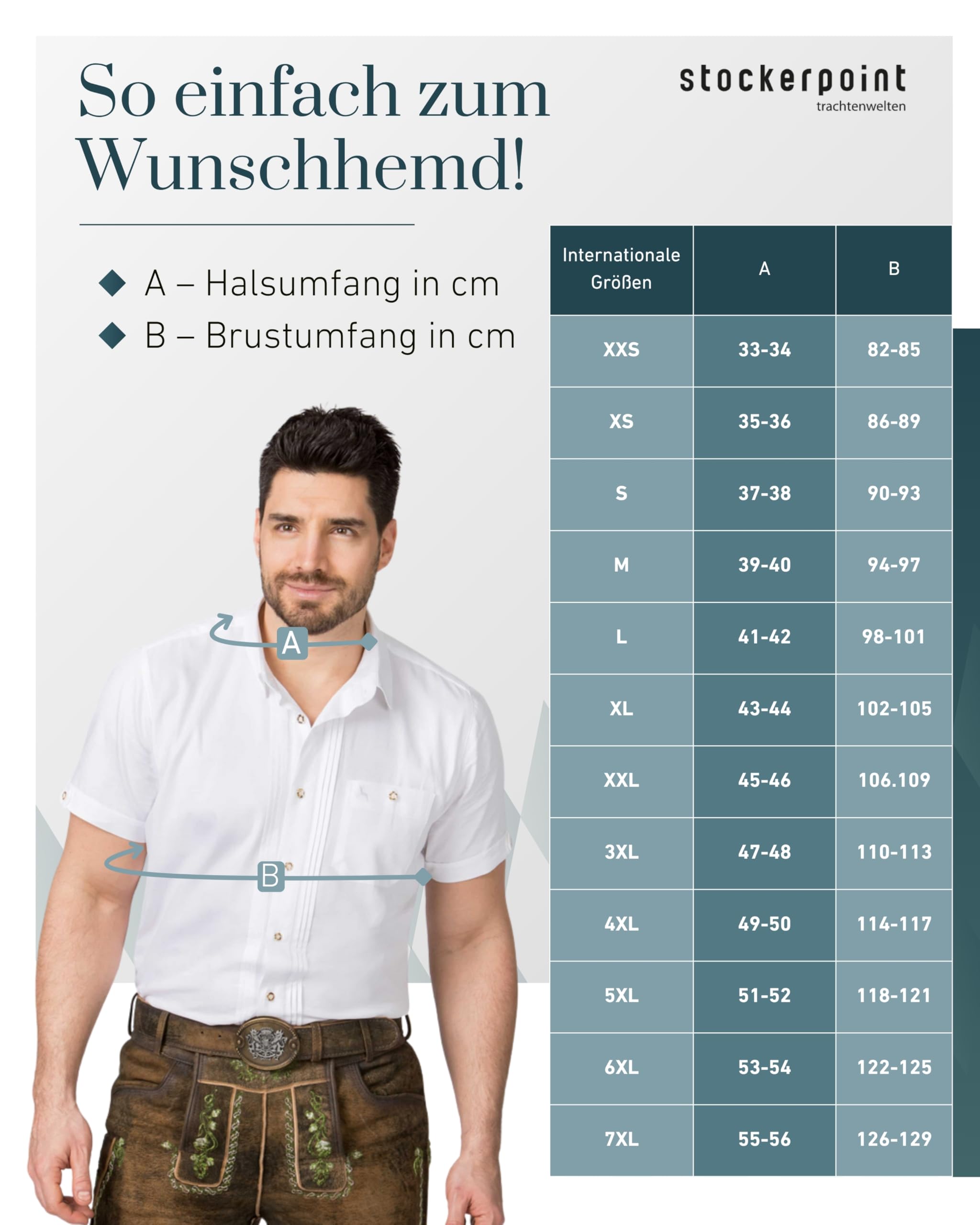 Stockerpoint Herren Kurzarm Trachtenhemd Bodo I Größe S-2XL I Traditionelles & modernes Design I Atmungsaktiv & pflegeleicht I 100% Baumwolle I Perfekt für Trachten & Festlichkeiten