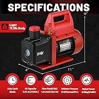 Vista 2 de PB Motor Tech - Bomba de vacío de una sola etapa de 4.5CFM 1/3HP, bomba de vacío de paletas rotativas de 110 V/60 Hz para sistemas HVAC