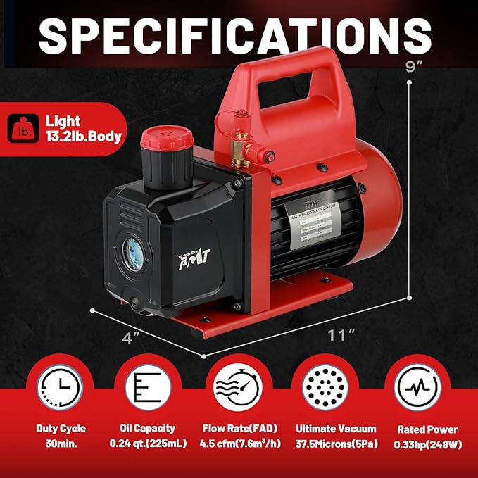 Set de Bomba de Vacío y Manómetro PB Motor Tech - 4.5 CFM miniatura 6