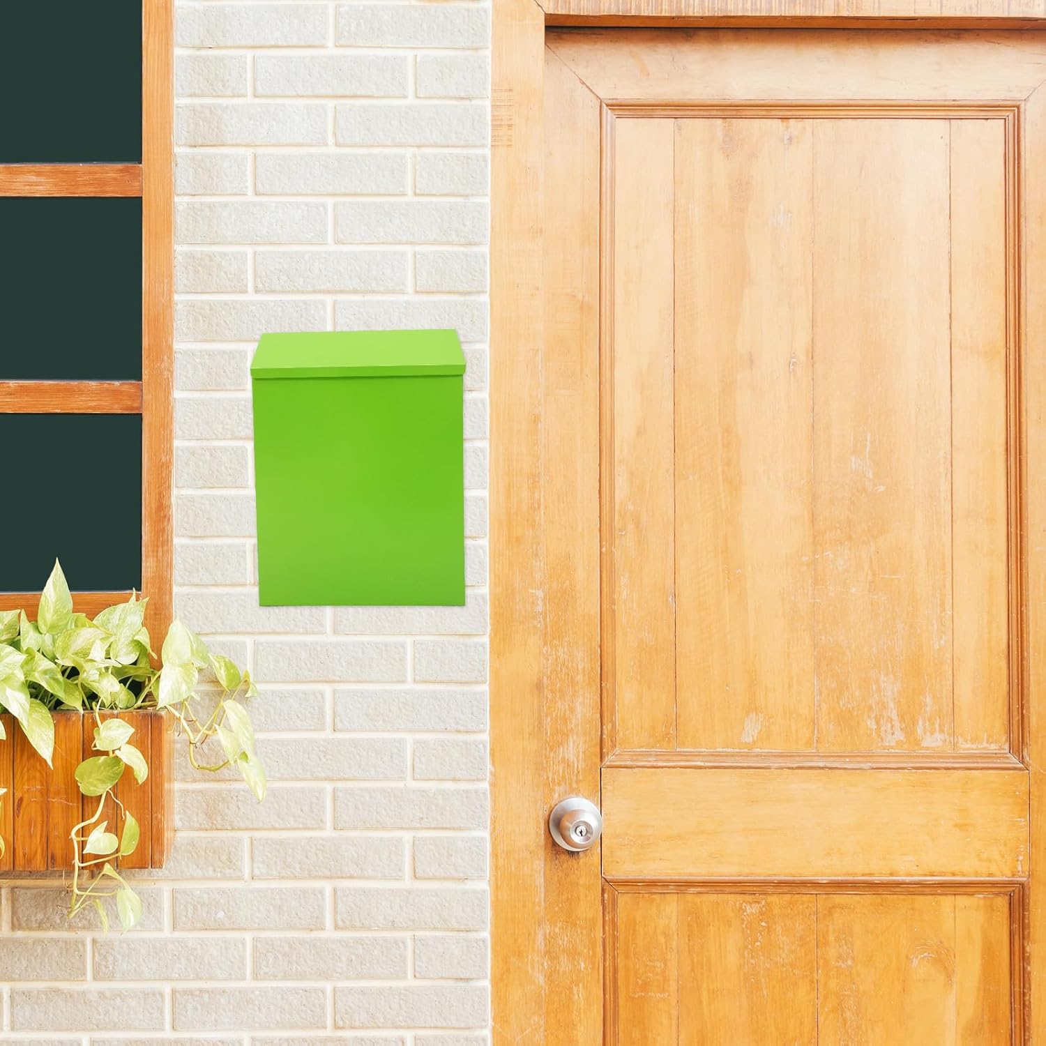 Wall Mount Iron Mailbox with Lock, Retro Wall Mounted Letter Box, Hanging Iron Suggestion Box for Outdoor Use, Green Vintage Style Mail Organizer for Home and Office