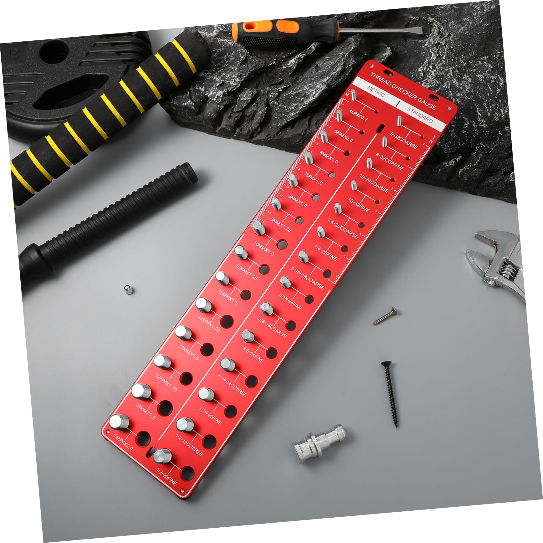 CHILDWEET Thread Checker Bolts Screw Identifier Gauge Thread Gauges Nut and Bolt Thread Gauge Thread Gauge Size Tool Thread Pitch Gauge Screw Size Gauge Bolt Thread Identifier Aluminum