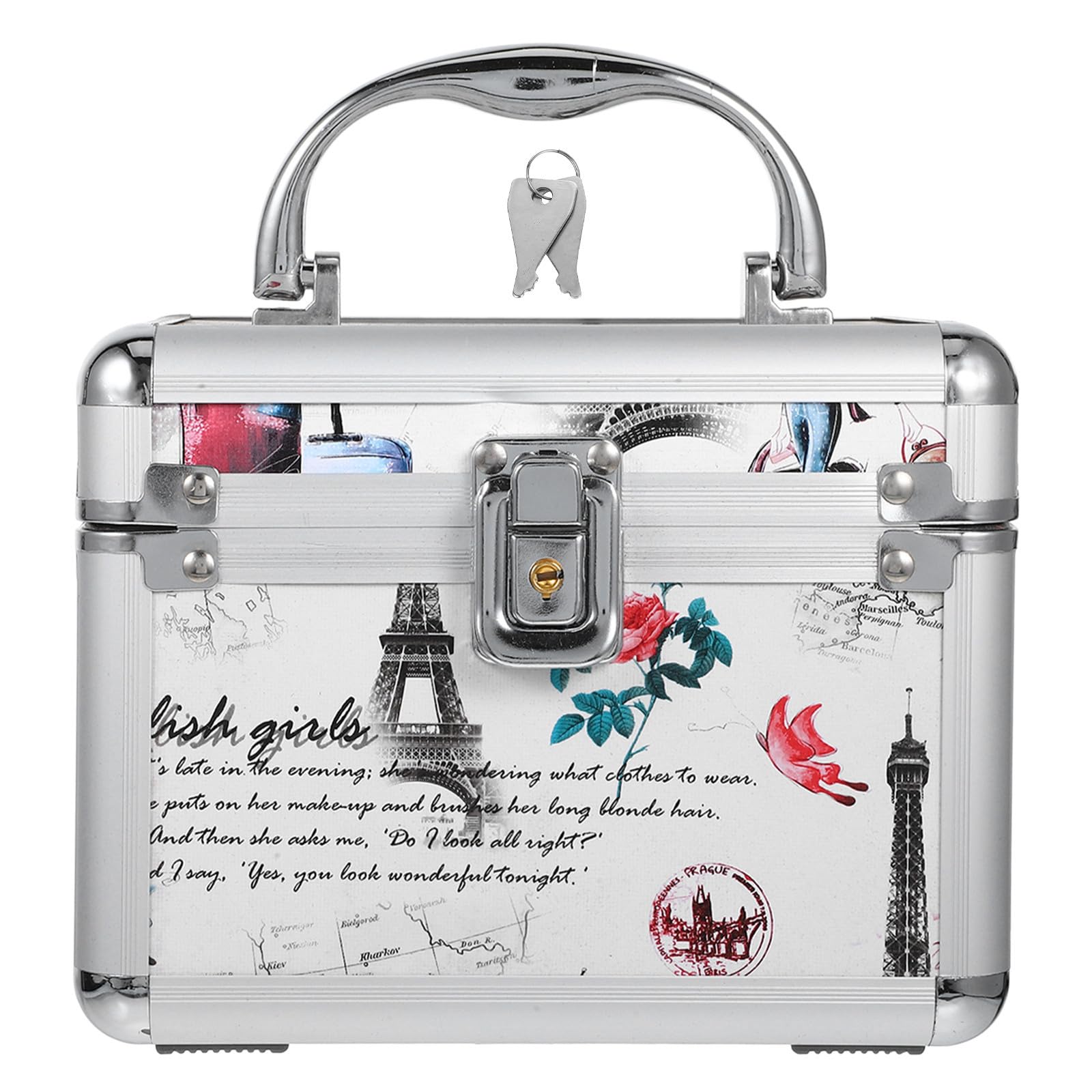 Boîte en alliage d'aluminium et tissu à 2 couches pour maquillage