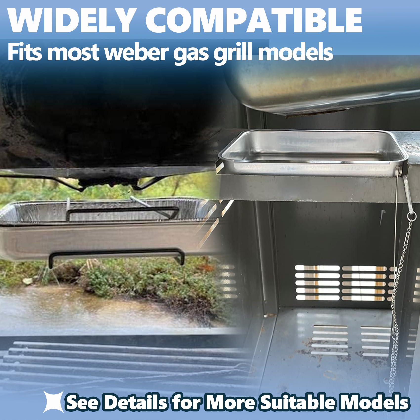 SafBbcue 93305 Bac récupérateur de graisse pour barbecue Weber Spirit e-210 e-220 e-310 e-320 e-330 Genesis II e-310 e-315 e-325 e-330 e-335 avec revêtement anti-goutte jetable