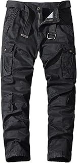 Wantess Herren Cargo Hose Mehrtaschen Mode Nähen Gerade Lose Große Baumwolle Bequeme Outdoor-Arbeit Freizeithose