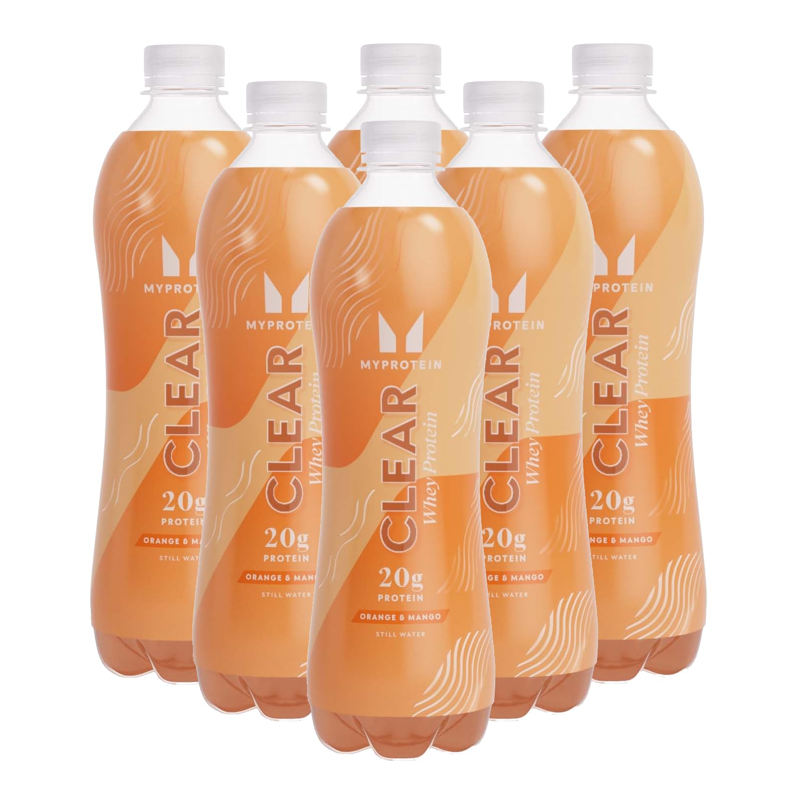 Myprotein Clear Whey Protein Drink - Bebida de proteína de suero de leche, naranja y mango, 0.77 onzas de aislado de suero, cero azúcar y grasa, jugo alto en proteínas listo para beber, 6 botellas de