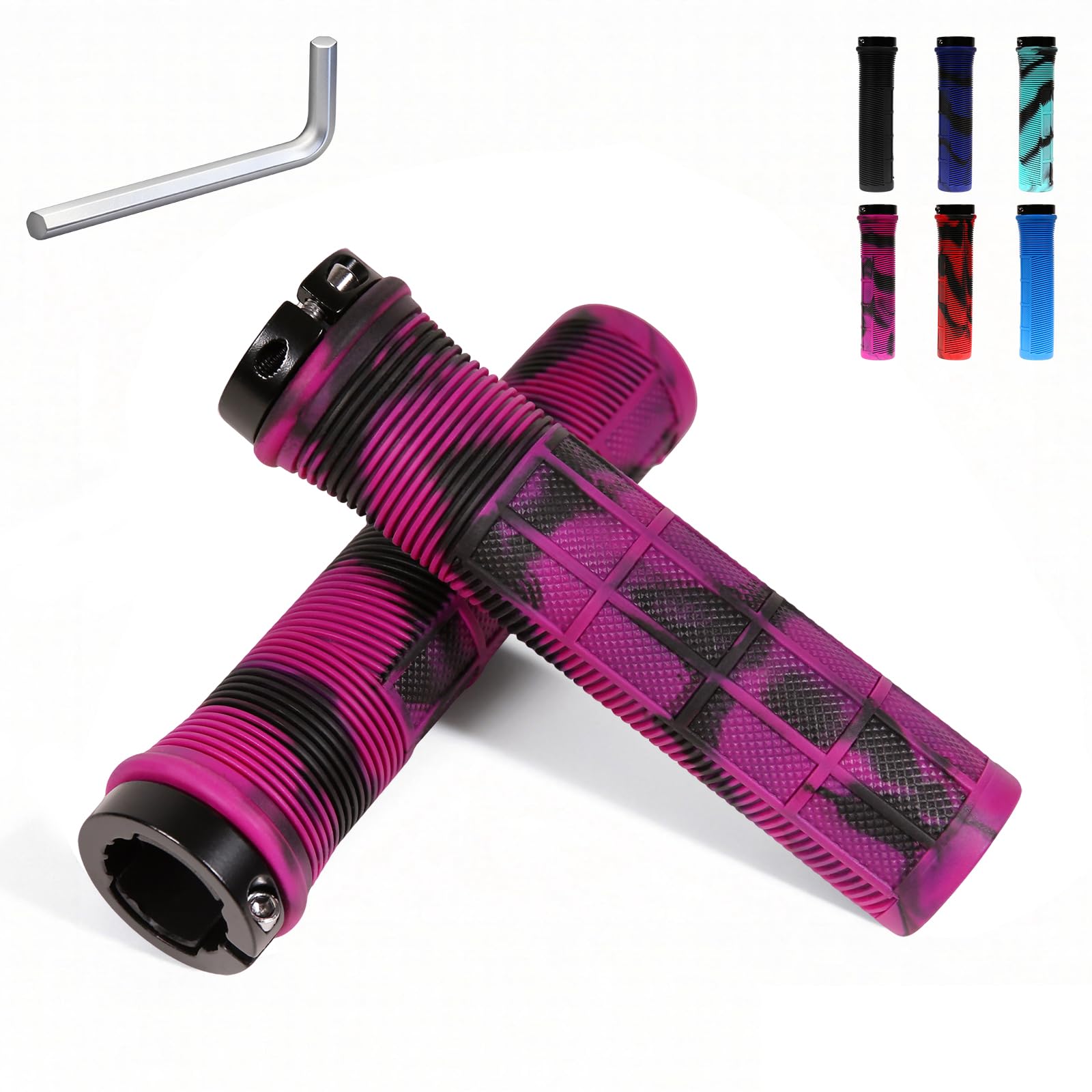 Puños Bicicleta MTB, con Bloqueo de Aluminio,Puños Manillar de Antideslizantes de DiáMetro Interior 22mm,Puños Bicicleta para BMX, Scooter,Bicicleta de MontañA y Bicicleta Urbana