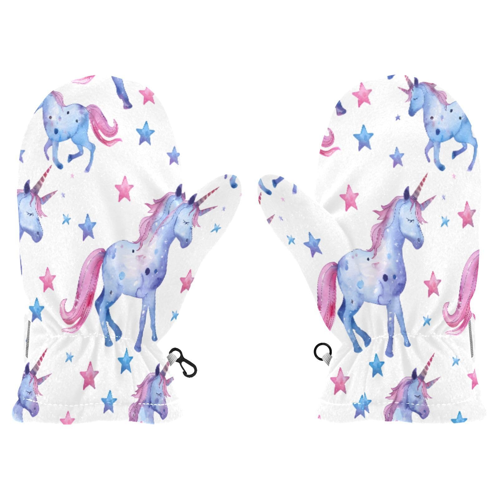 Kid's Winter Gloves Children Warm Gloves Cute Watercolor Unicorn for Boys Girl Age 2-4 Years