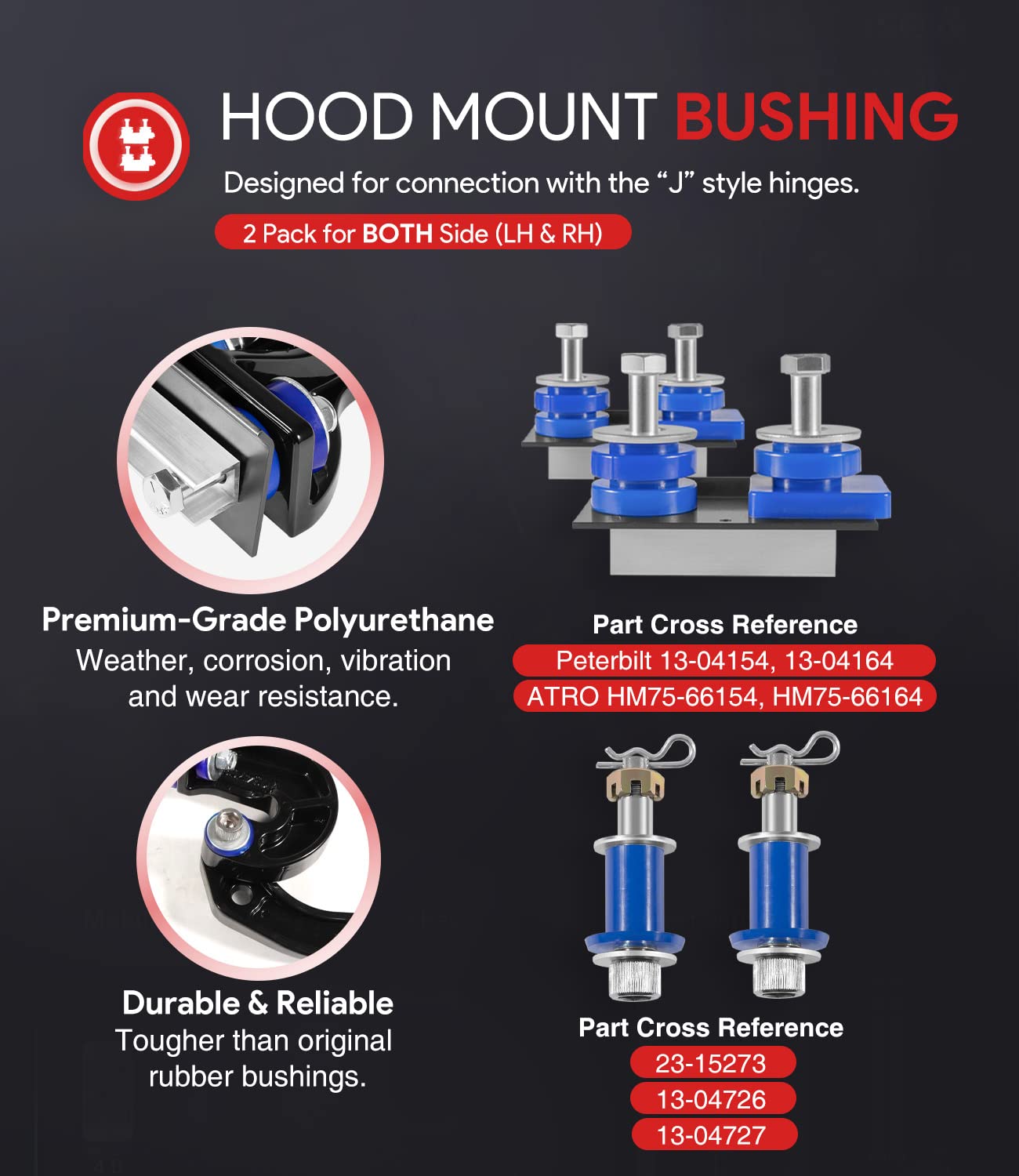 Peterbilt Hood Pivot Kit Lower Hood Pivot Kit For Peterbilt 377