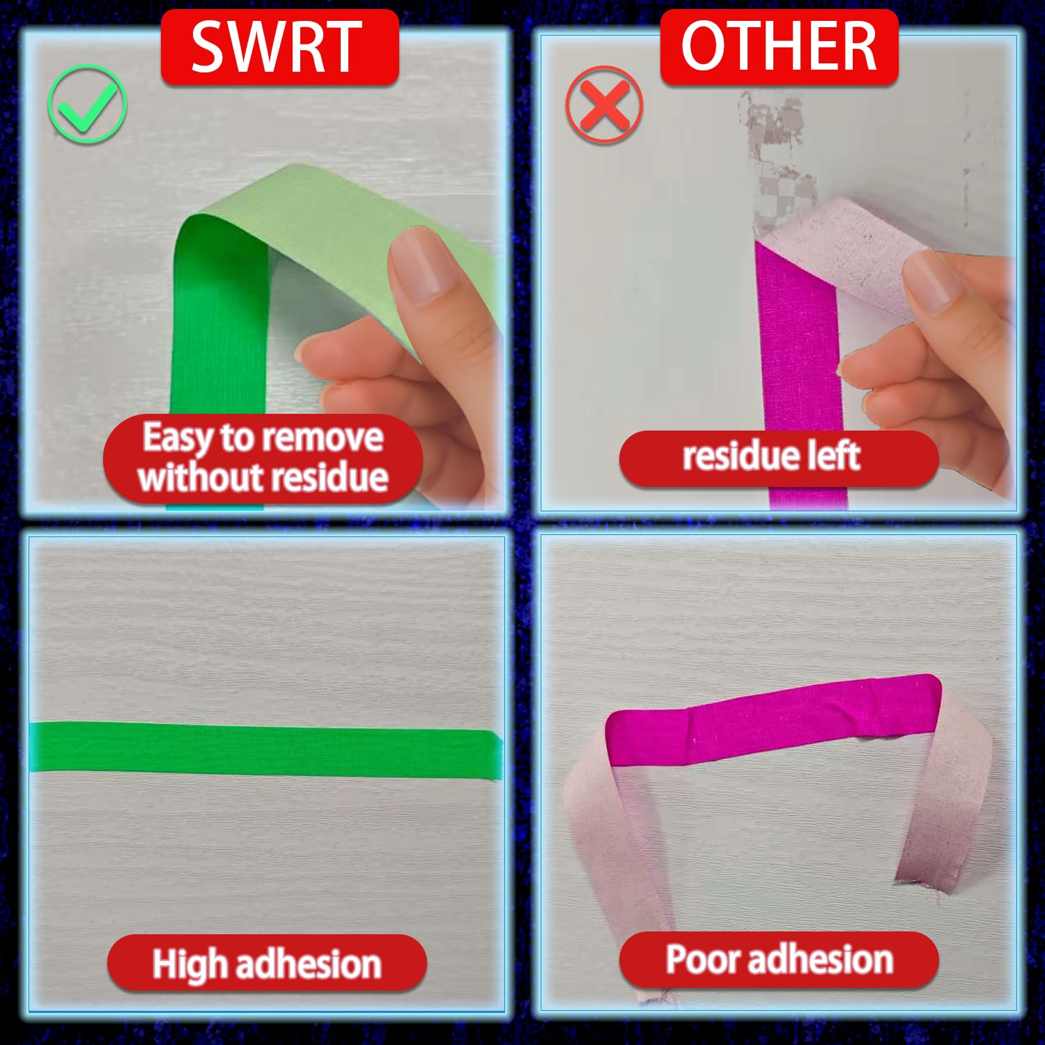 SWRT 6 Rolls (0.6 in x 16.5 Ft) Neon Gaffer Cloth Tape for Halloween Decor