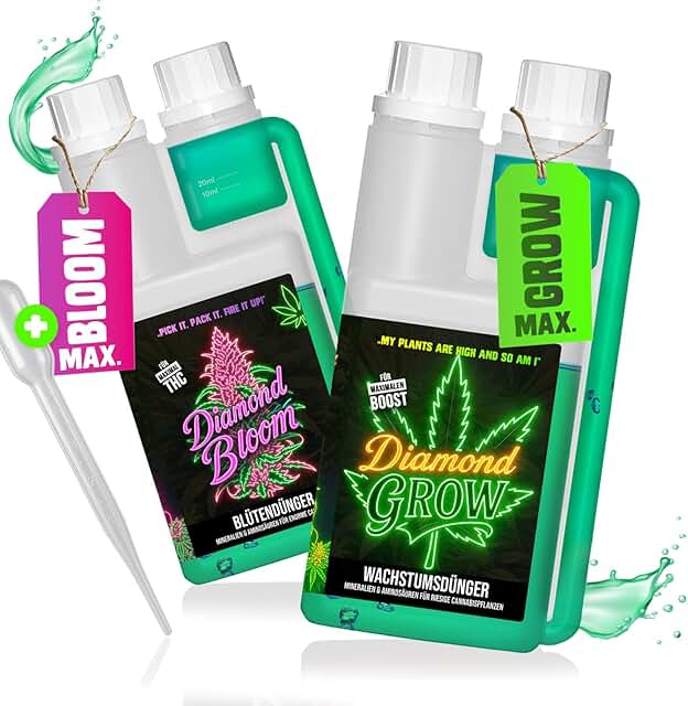 Diamond Buds® Growdünger Duo - Grow und Bloom Flüssig NPK Pflanzendünger für Indoor, Outdoor & Autoflower und Growbox geeignetes Blütendünger Anbau Set product image