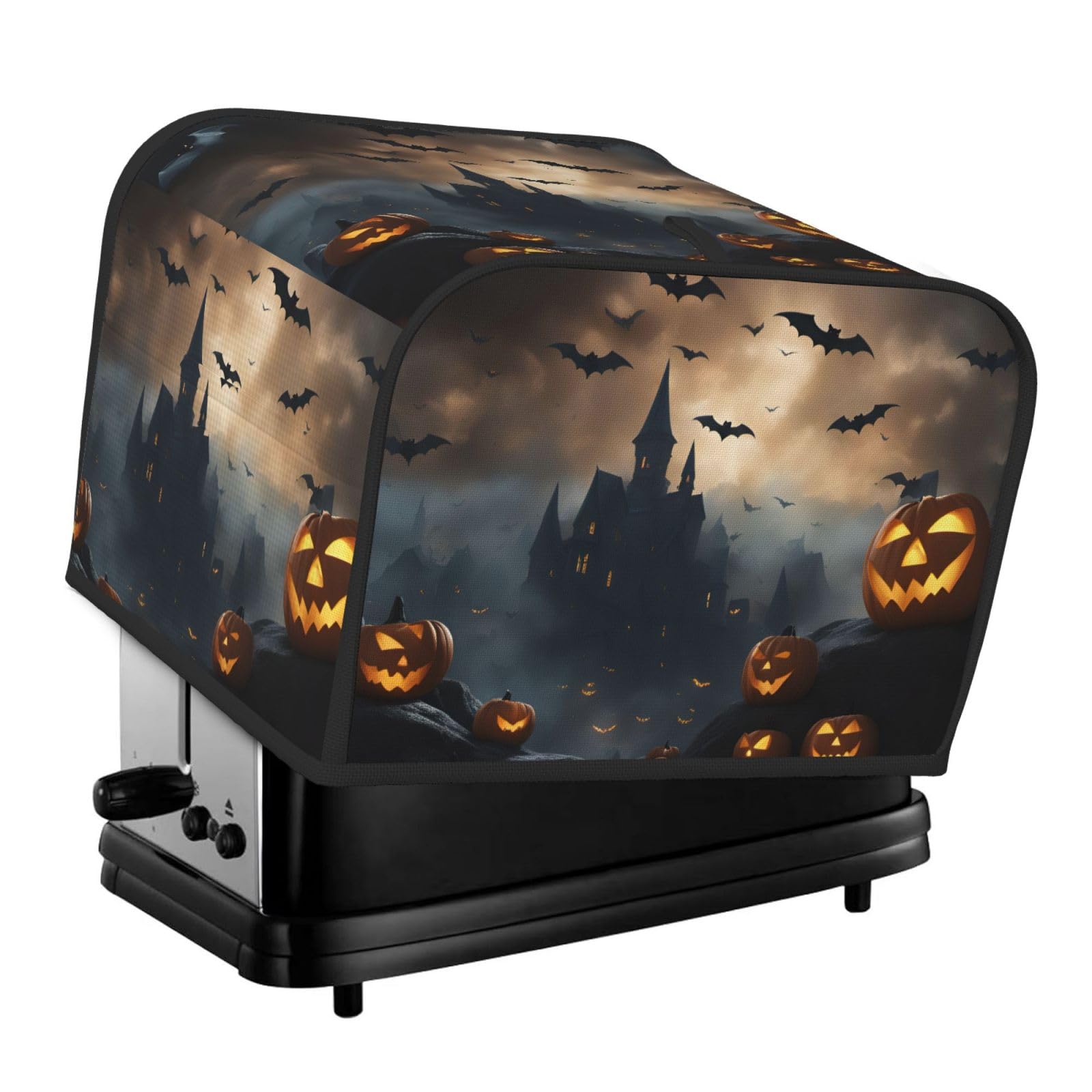 Halloween Flying Bats 3 Print 4 Slice Toaster Cover Toasters Dustproof Heat Resistant Kitchen Appliance Protector