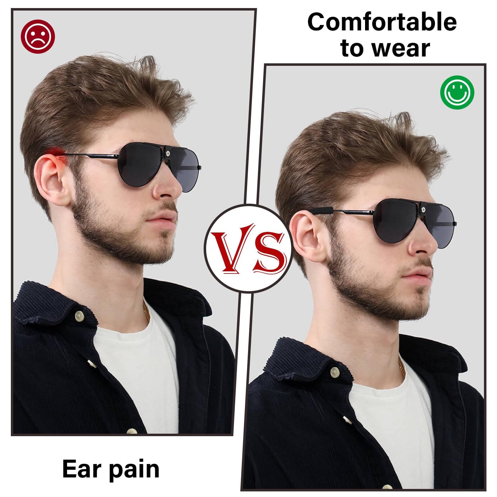 Juego de 10 fundas de algodón para patillas de gafas, cómodas gafas antideslizantes para deporte y uso diario, almohadillas y accesorios transpirables, color negro — view 4