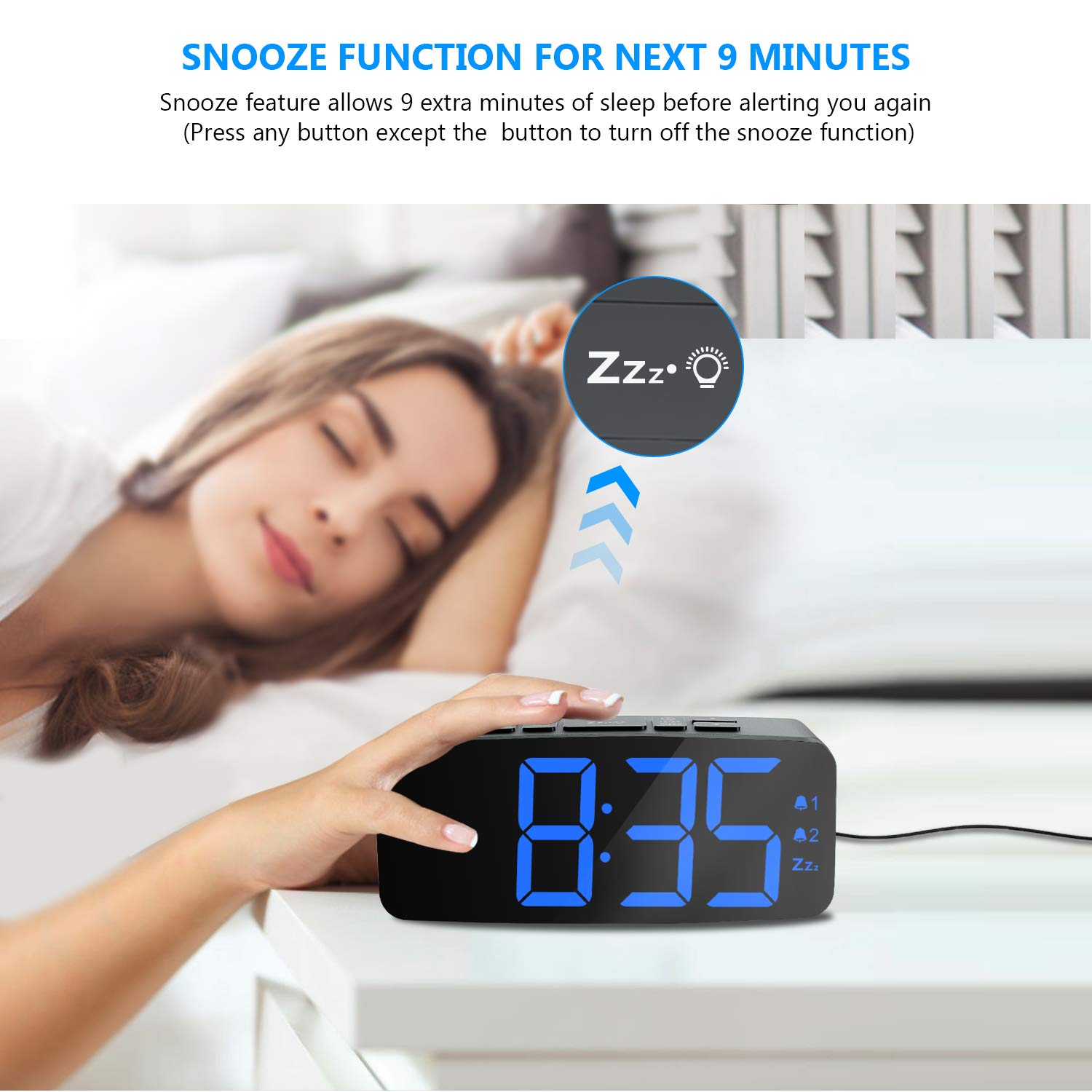 Buy HAPTIME Digital Alarm Clock Radio 6.2” Large LED Display with 4