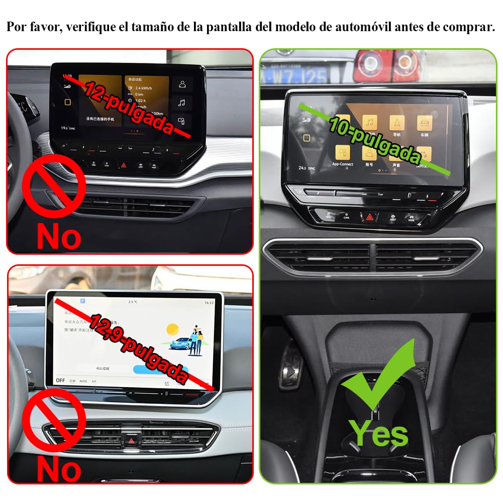 Soporte Movil Coche para Volkswagen ID.Buzz Accesorios [Solo compatible con VW ID Buzz – pantalla táctil 10 pulgadas, años 2022-2024]No compatible con pantallas táctiles de 12 pulgadas y 12,9 pulgadas