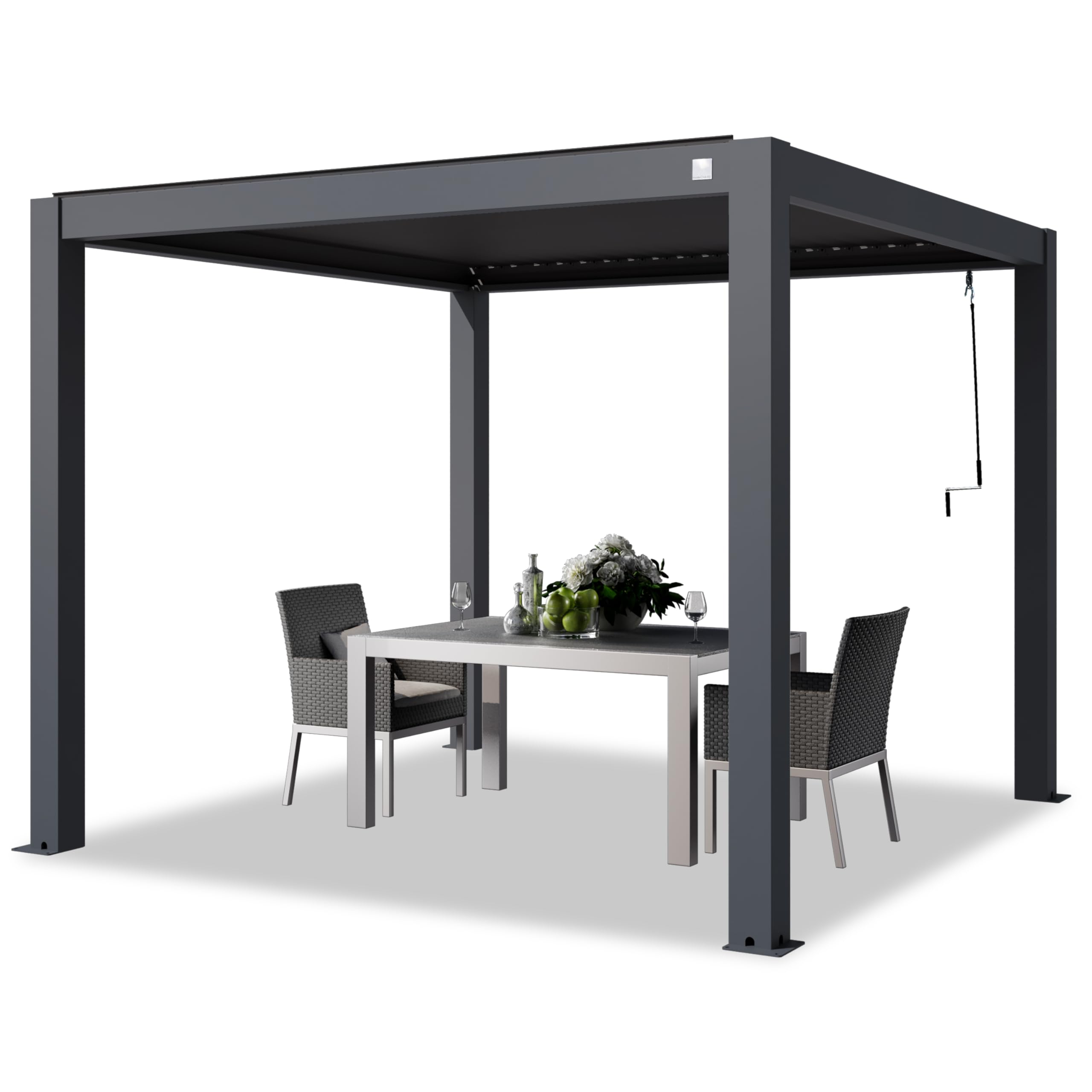 PRIMEYARD Pergola 3x3 m poteaux en Aluminium avec Lames orientables en Aluminium pavillon Anthracite