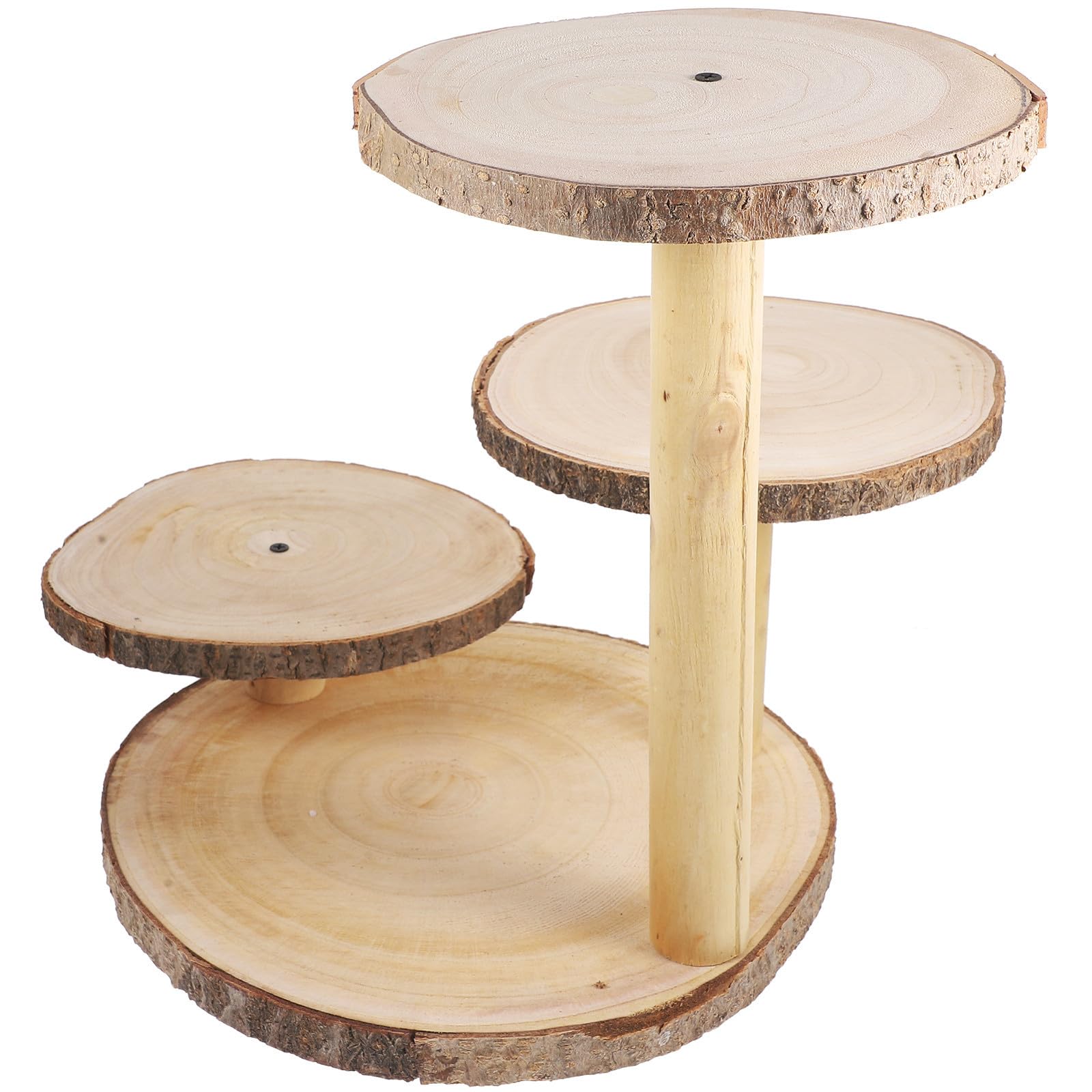Amosfun Présentoir à Gâteaux Design Élégant et Rustique Facile à Nettoyer à 3 Niveaux en Bois pour Décorations Modernes et Traditionnelles de Mariage