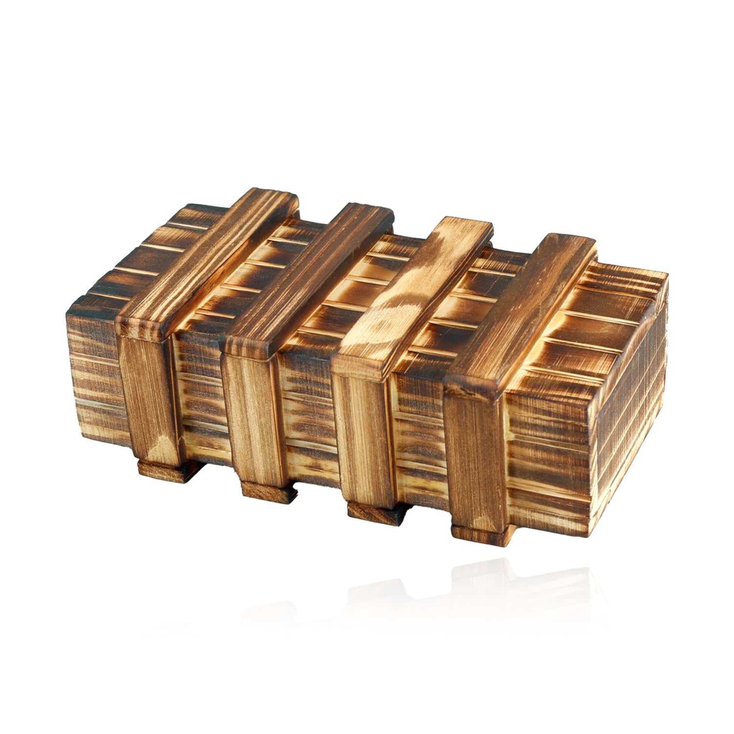 Hopzab Large Wooden Puzzle Box, Secret Compartment Brain Teaser Case, Intermediate Skill Level Wooden Mystery Box for Storing Small Treasures