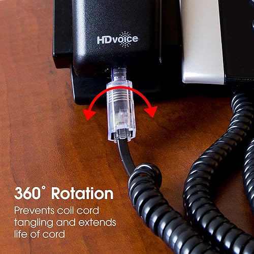 Miniatura 2 de Power Gear Desenredador de cable telefónico, paquete de 10, rotación de 360 grados sin enredos, enchufe al teléfono fijo, para uso en el hogar u