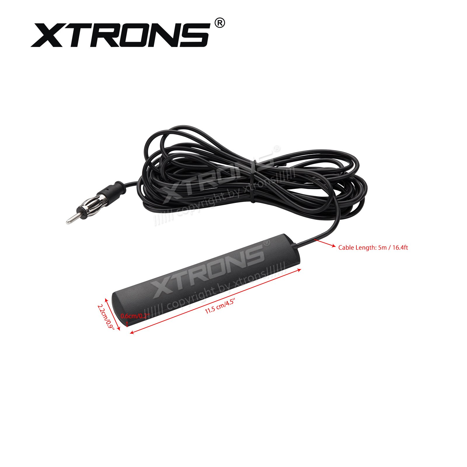 XTRONS® 12V Universal Car Stereo FM Radio Antenna Windscreen DIN Aerial FM/AM Signal Amplifier