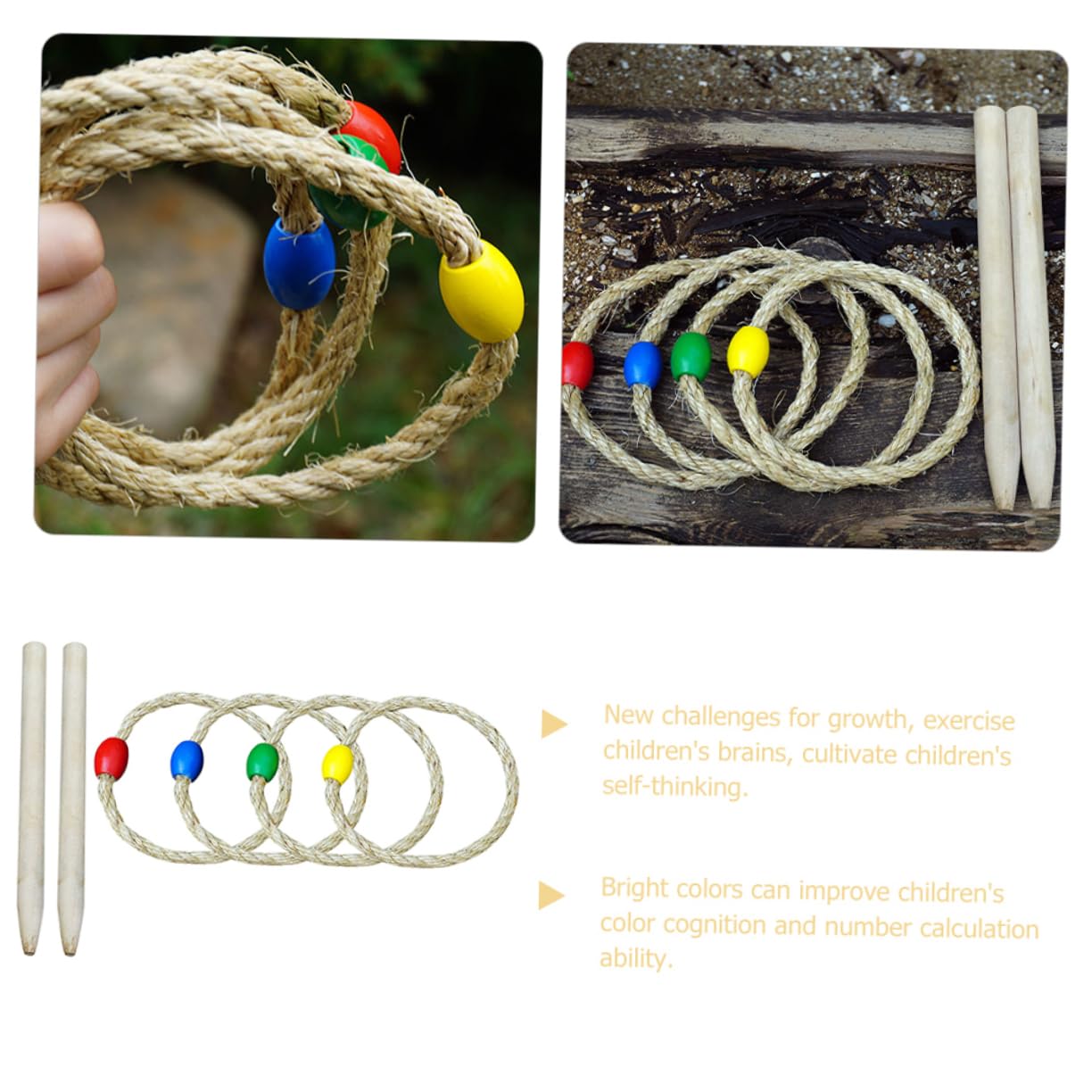 HEMOTON 1 Set Outdoor Ring Toss Game Interactive for Includes Rings Sticks Fun Activity for Family Gatherings Carnival and Beach Games Enhances Agility Coordination