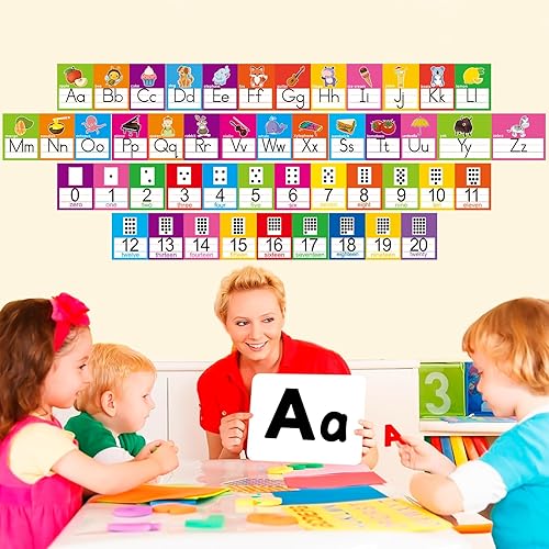 Miniatura 27 de OUNENO Juego de tablones de anuncios de línea del alfabeto, números ABC 0-20, decoraciones de pared para preescolar, jardín de infantes, primaria