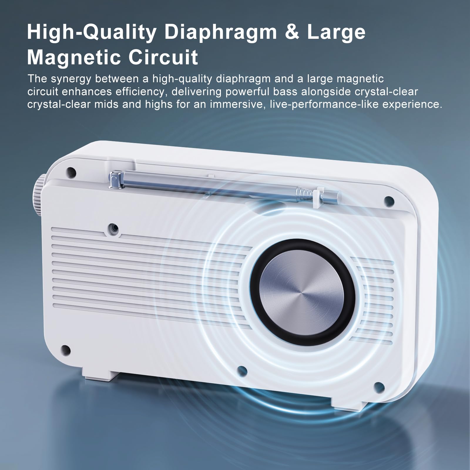 ROCAM Portable DAB/DAB+/FM Radio 3000mAH Rechargeable Battery & Mains Powered, 2.4" Digital DAB Radio with Bluetooth 5.0 & Hi-Fi Speaker, 40 Presets Stations, TF Card Support, Dual Alarms, EQ Modes — view 7