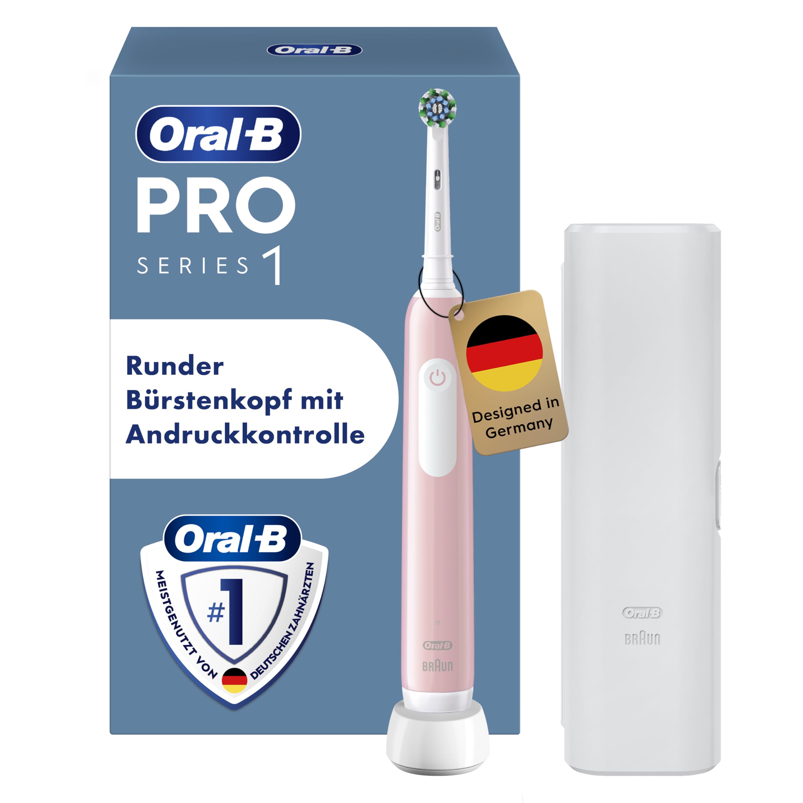 Oral-B Pro Series 1 Elektrische Zahnbürste, Rosa | Inkl. 1 Aufsteckbürste, Reise-Etui, Electric Toothbrush mit 3 Putzmodi für Zahnpflege