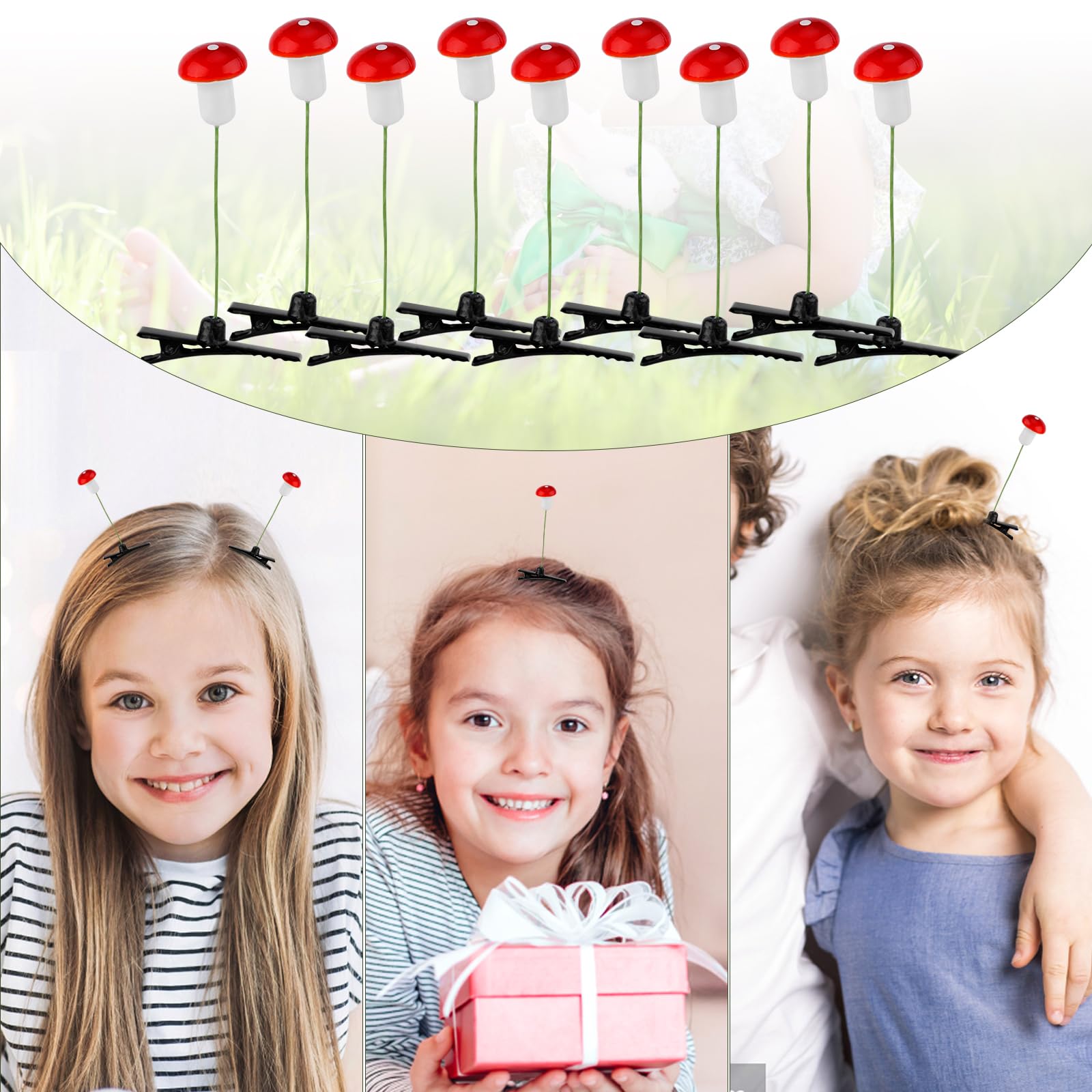 50pcs Mushroom Hair Clips, Sprout Hair Clips Funny Cute Plant Hair Pins Accessories for Kids Girls Women Party - Image 3