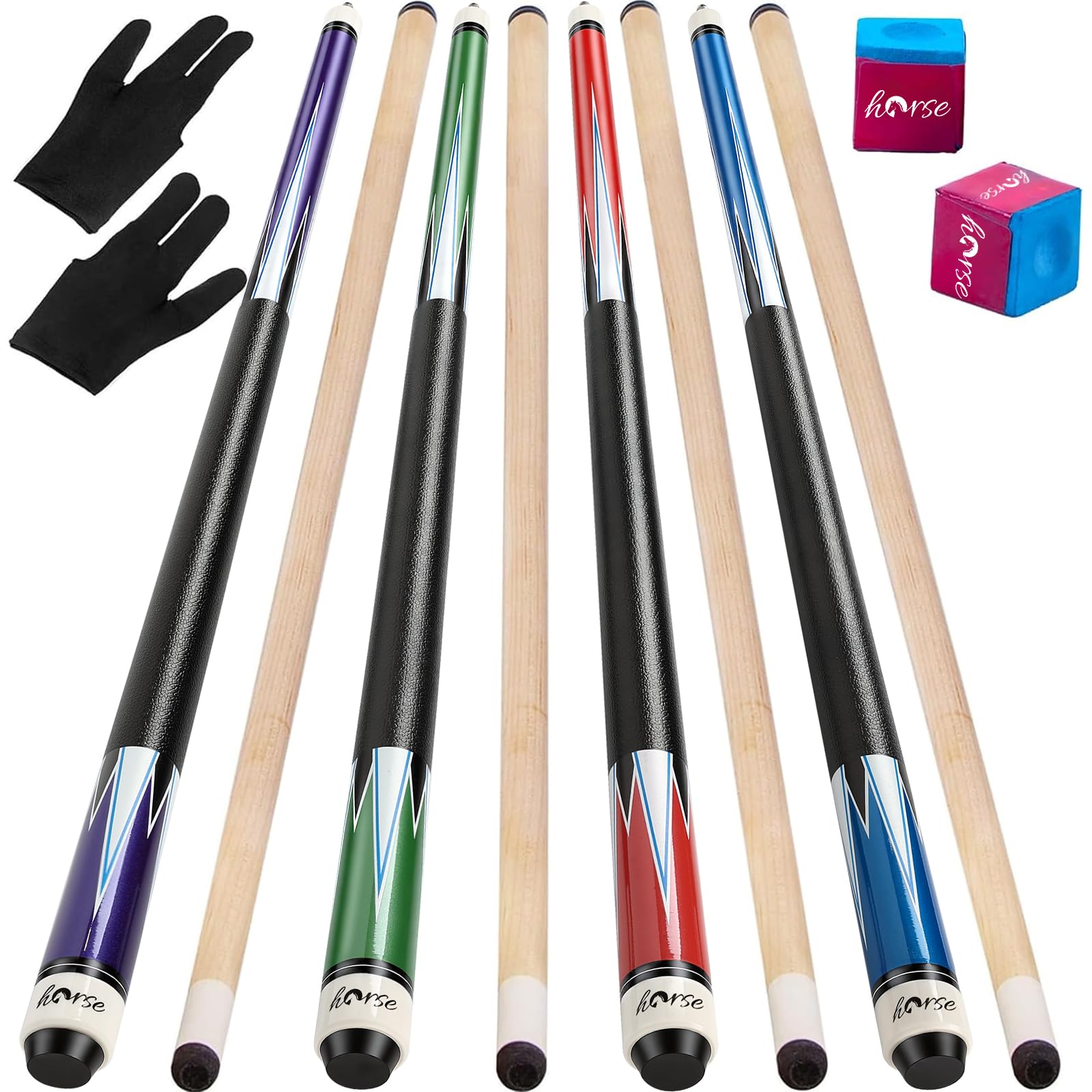 LOTKEY Pool Cue Sticks for Adults,Super Straightened Up 58'' 18 19 20 21oz Billiard Cues Canadian Maple Tacos De Billar Profesional Set of 4/3/2/1 House Bar Pool Que Table Beginner Pool Queue