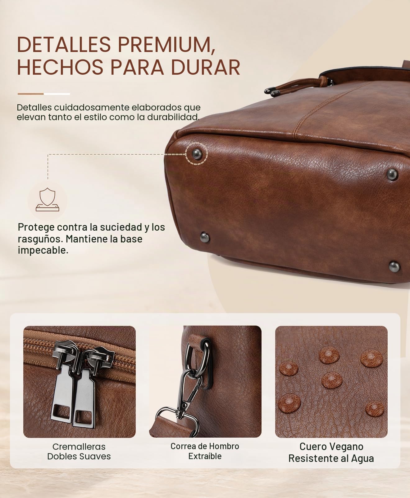VX VONXURY Mochila Antirrobo Mujer de Cuero PU Mochila Mujer Casual Convertible Bolso Hombro Mujer para Escuela Viaje Trabajo