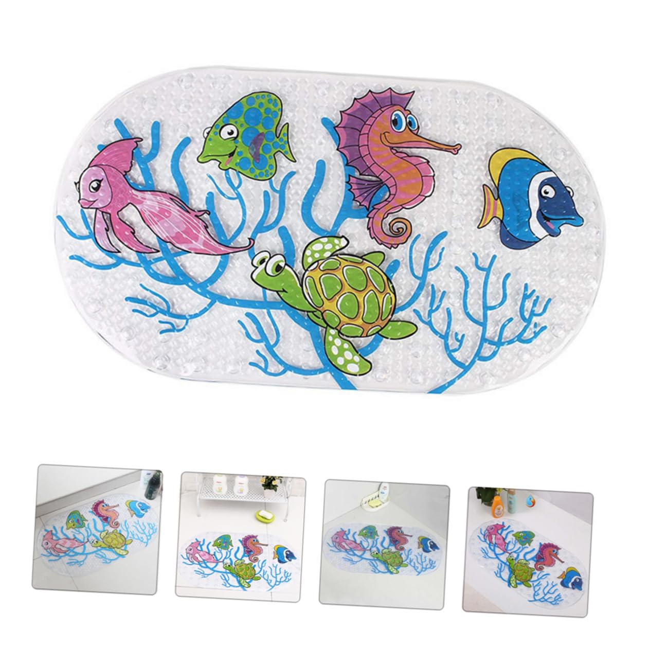 Tappetino da Bagno Antiscivolo Tartaruga Marina in Pvc per Ragazzo Ragazza | Motivo Cartone Animato, Drenaggio Rapido, Texture Confortevole, 1 Pezzo