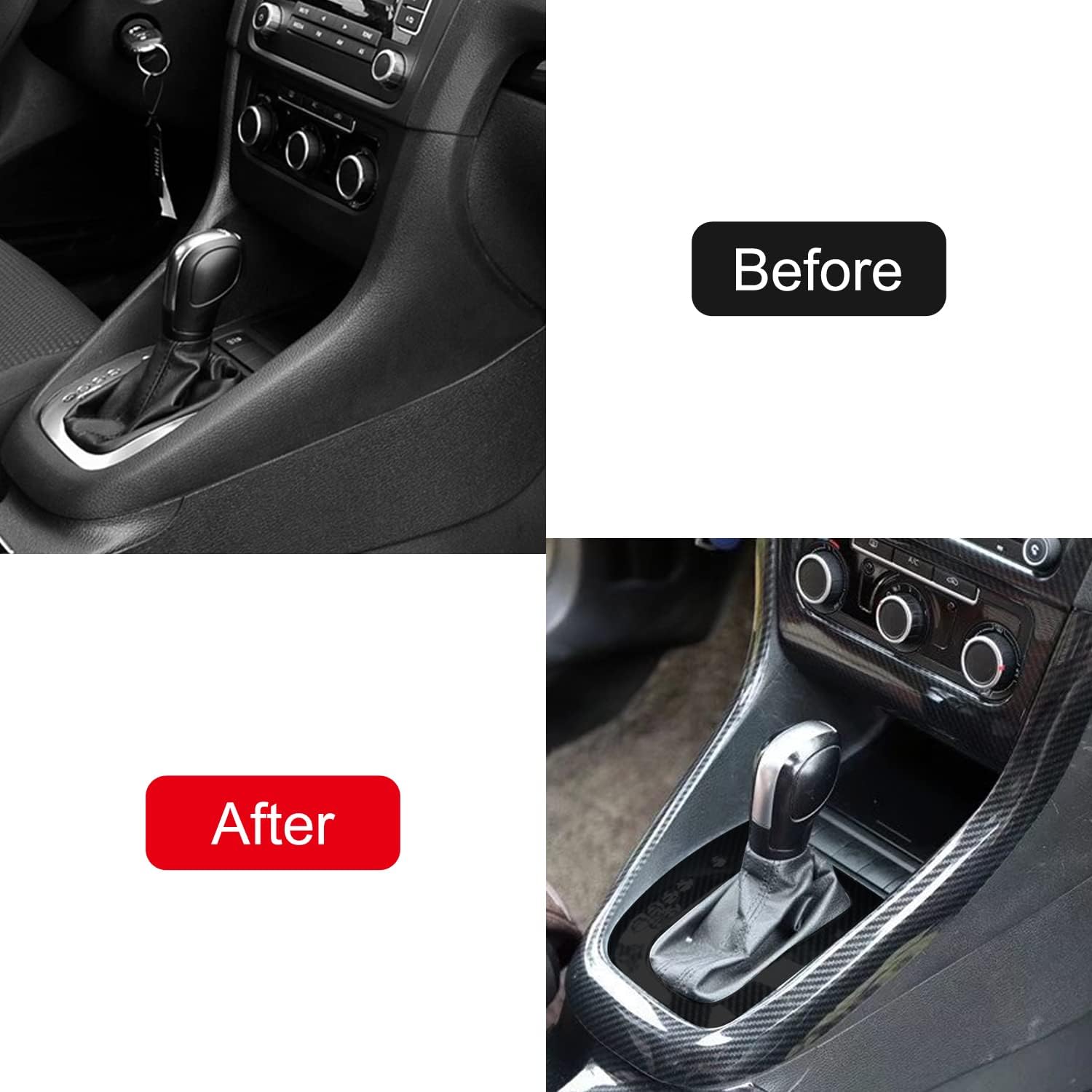 HIGH FLYING for VW Volkswagen Golf 6 Mk6 2010 2011 2012 2013 2014 Car Interior Accessories Gear Panel Outer Decor Frame ABS Carbon Fiber Grain 1pc