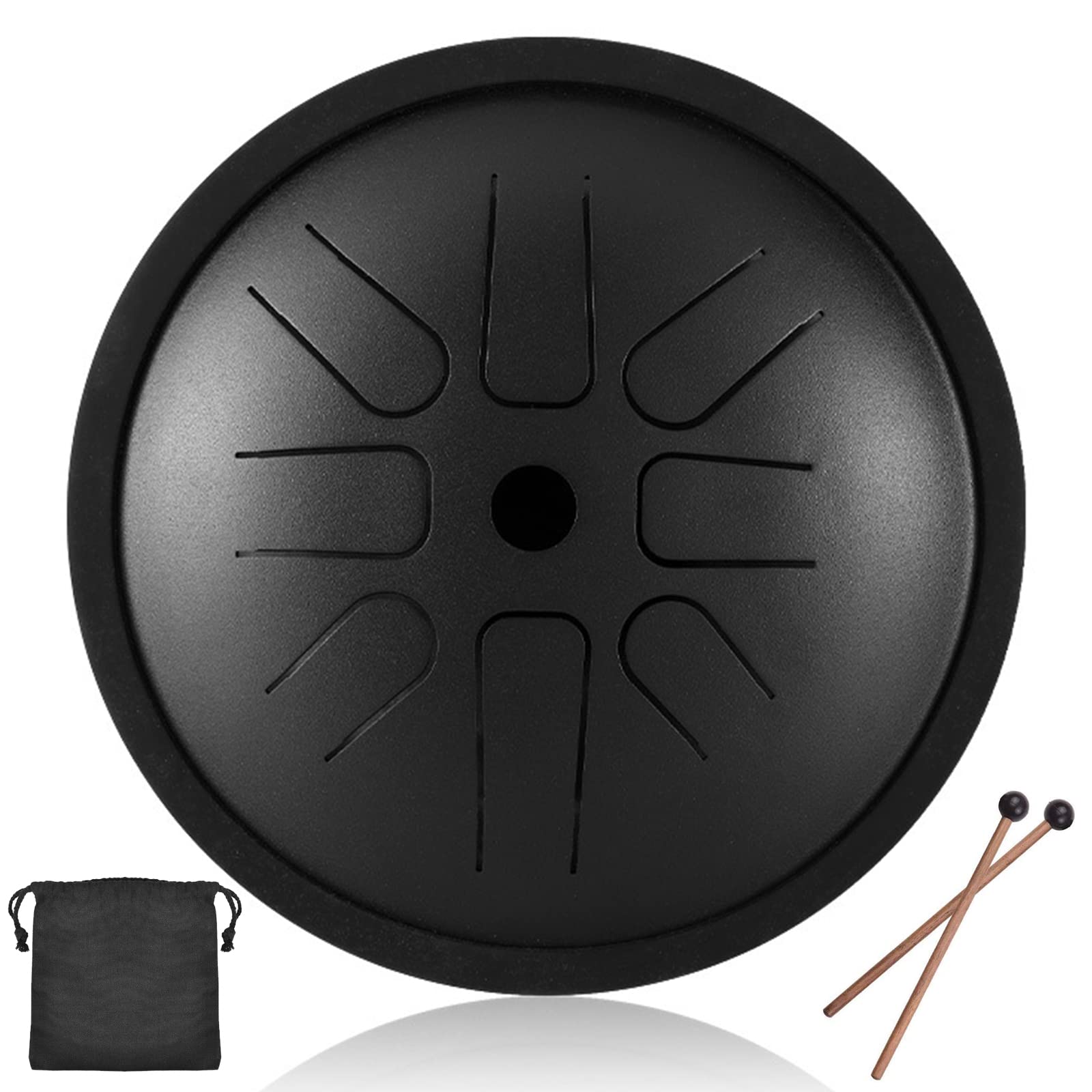 Tongue Drums À 6 Pouces 8 Tons Tambour Handpan Instrument De Percussion Tambour À Langue d'acier avec Maillets De Tambour/Sac De Transport pour La Méditation,Yoga,Education