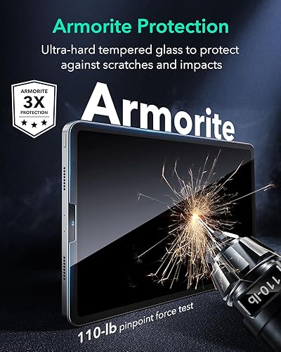 Miniatura 4 de ESR Paquete de 2 protectores de pantalla para iPad Pro 12.9 (2022202120202018), película de vidrio templado con bandeja de fácil aplicación,