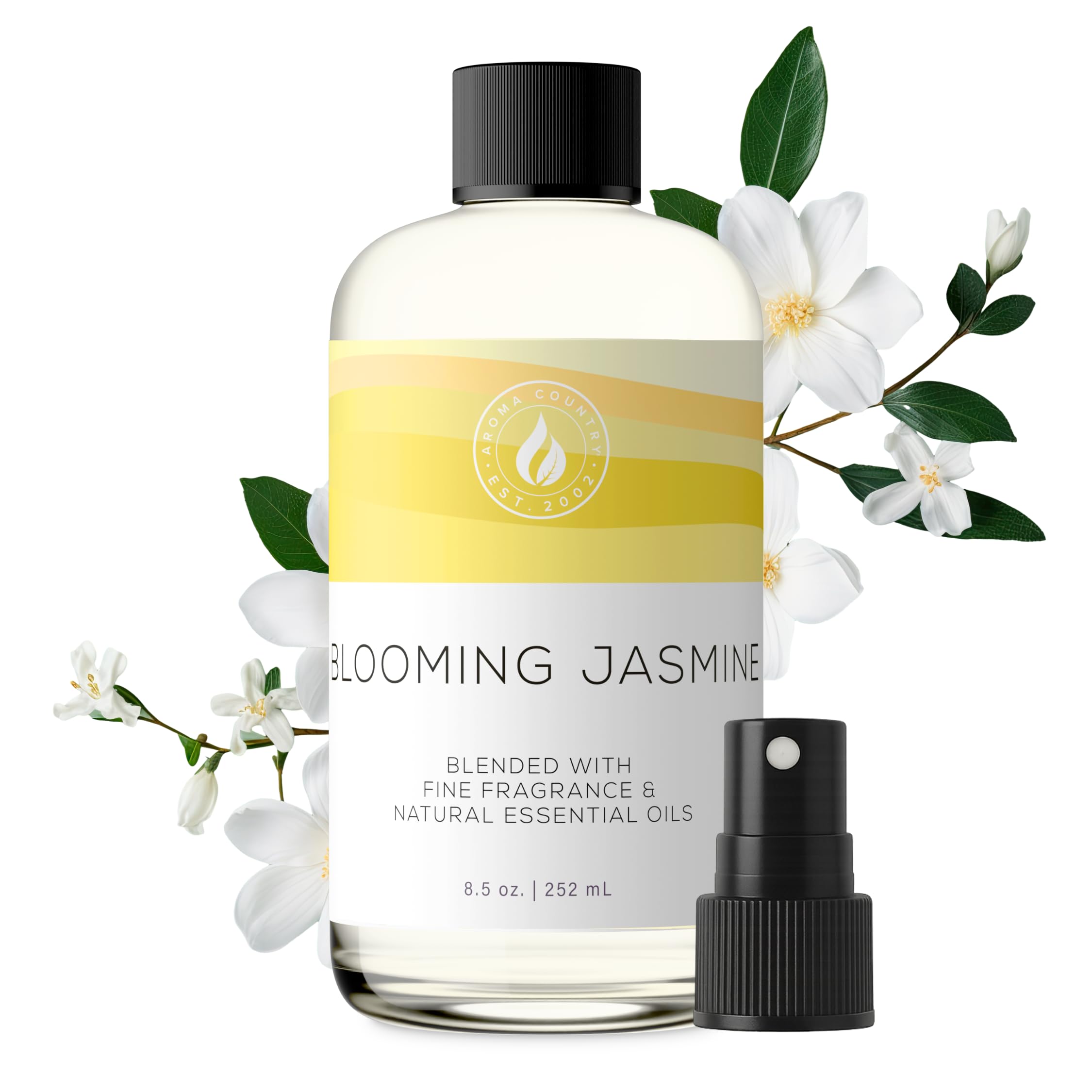 Aroma Country Blossoming Jasmine Diffuser Oil - Luxury Essential Oils for Diffuser Refill & Air Freshener Room Spray - Long-Lasting & Natural Home Fragrance, Scented Oil (8.5 Fl. oz)