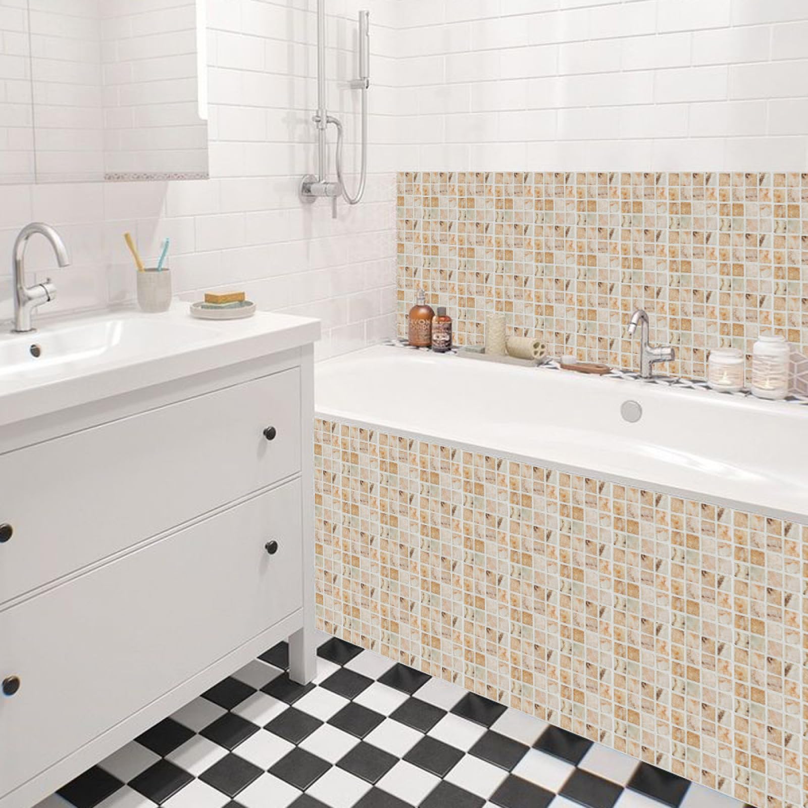 Piastrelle Adesive Cucina Modello Di Marmo Giallo Chiaro Pavimento pvc Adesivo Mobili Decorazioni Piastrelle Adesive Bagno Impermeabile Resistenza all'olio Mattonelle Adesive