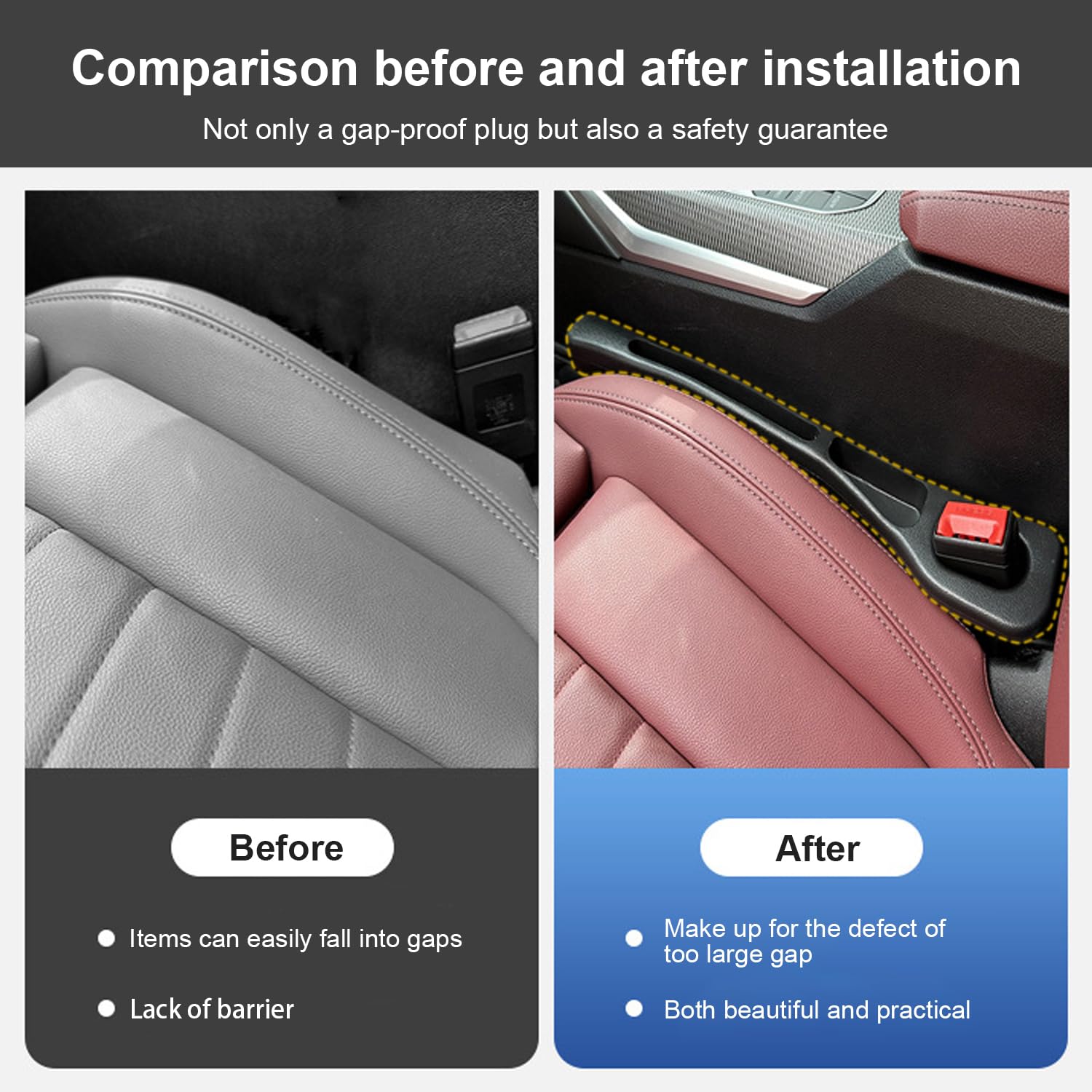 Lot De 2 Remplisseurs D'Espace De Siège Auto - Organisateur Anti-Chute Pour Téléphone, Clés - Universel Pour Voiture, SUV - 11