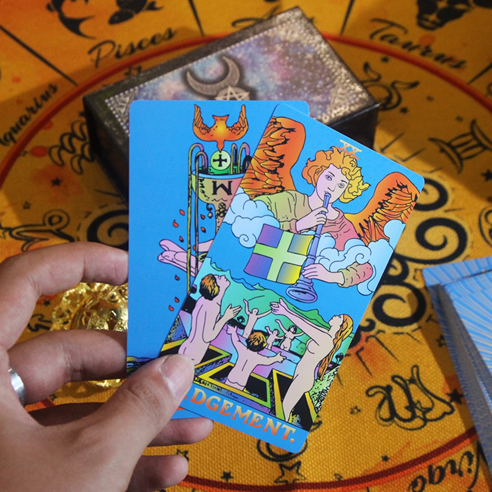 Jeu de cartes de tarot for débutants, jeu de cartes de tarot, cartes de tarot avec guide for débutants, imperméable en PVC holographique 78 jeux de tarot classiques, jeu de divination, outil de divina