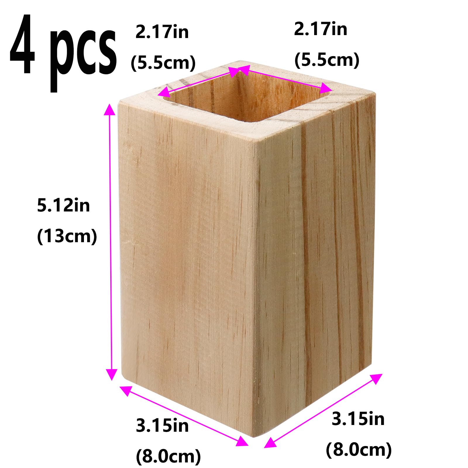 Semetall Elevadores de cama de madera, elevadores de muebles resistentes para sofá, cama, mesa de escritorio (elevación de 10 cm), se adapta a 2 x 2 pulgadas, juego de 4